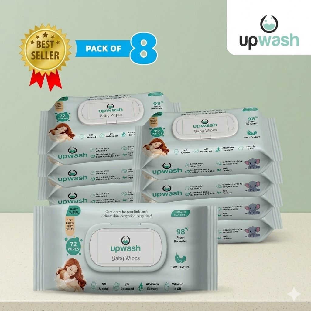 upwash BEST Baby Wipes with AloeVera Pack Of 08 (72*8 Wipes) Wipe Warmer-picture-32
