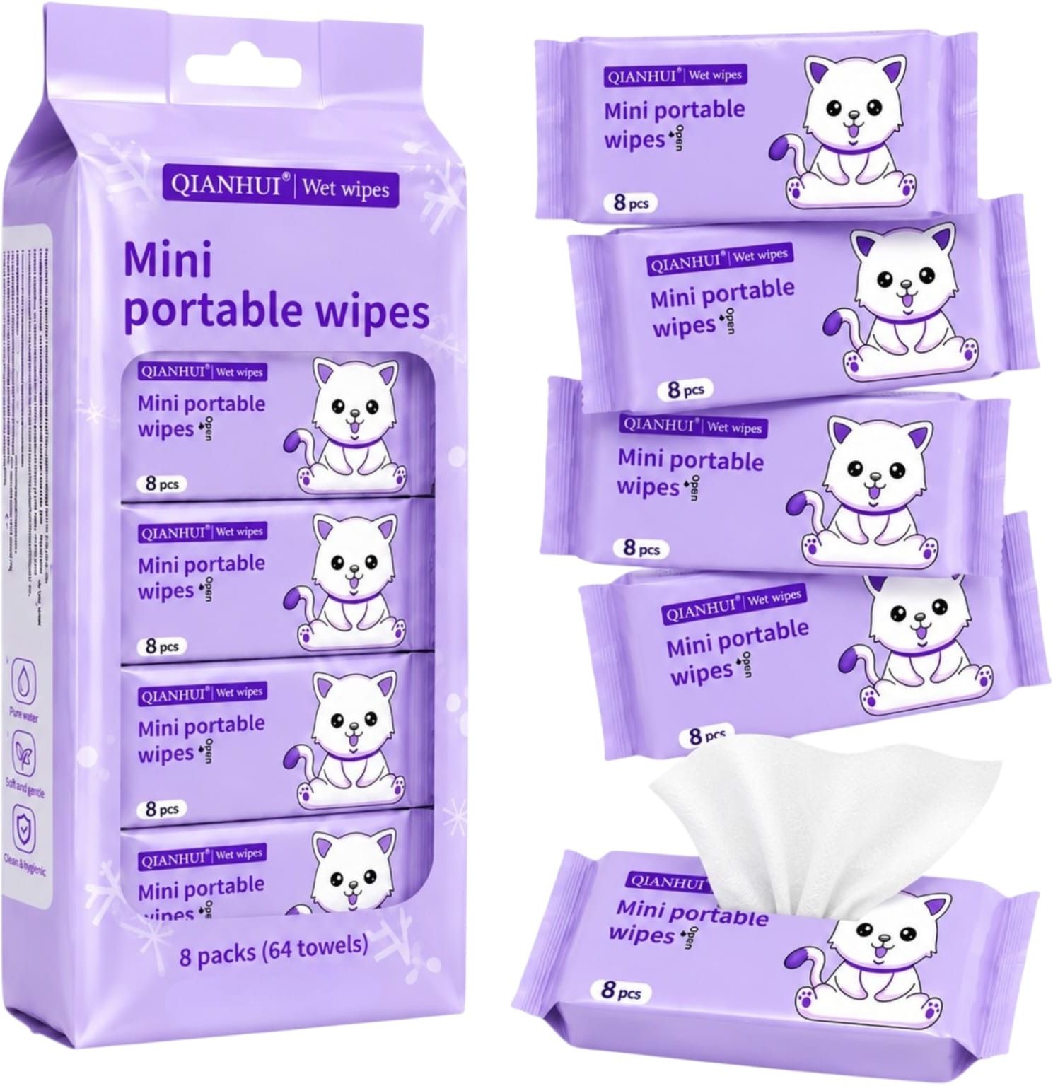 Mini Portable Wet Wipes Pack Disposable Wet Tissues Soft & Gentle Cleaning Wipes Wipe Warmer-image-18