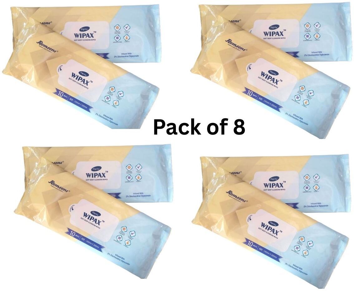Wipax Soft Body Cleansing Wipes for Adults Pack of 8 (Combo Pack 80psc.)-image-33