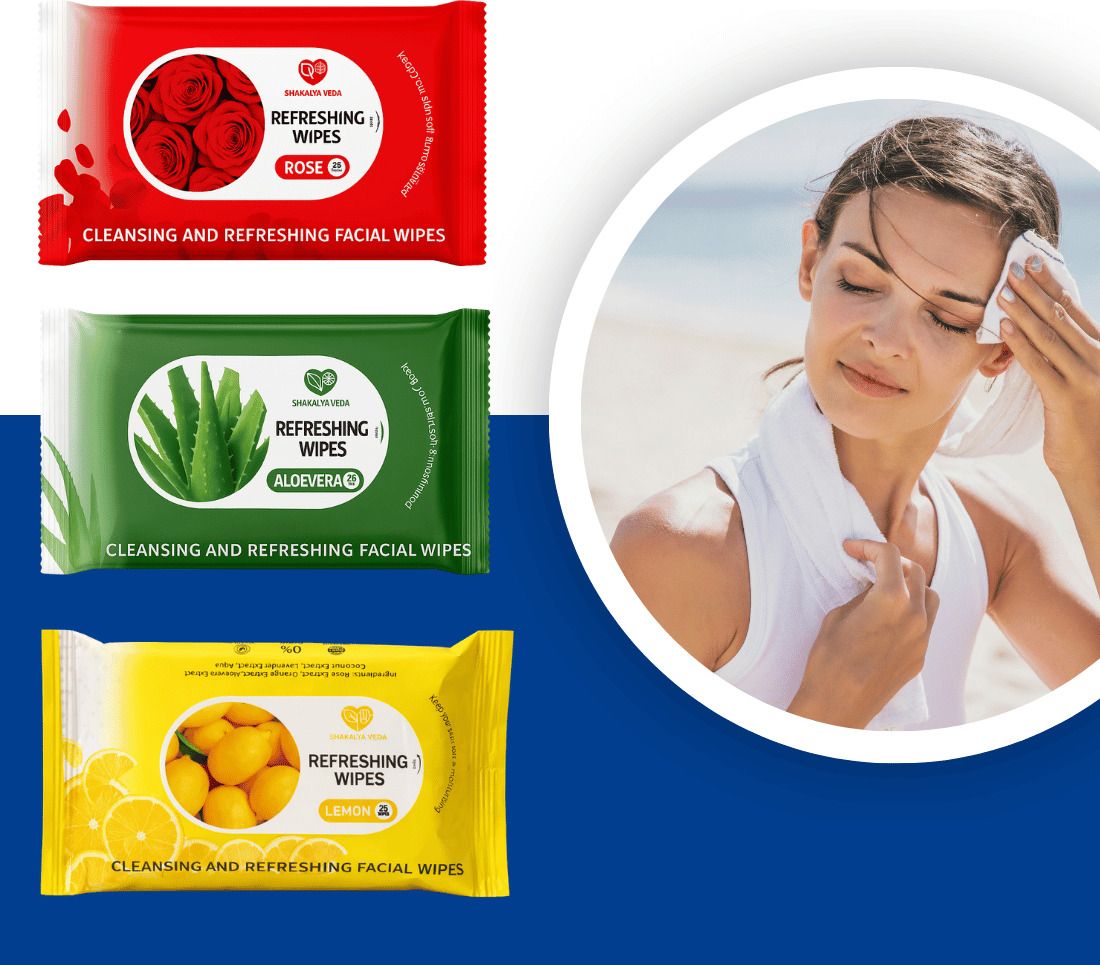 shakalyaveda Clean & Fresh Face Wipes | Rose Aloe Vera Lemon | Pack of Three-picture-6