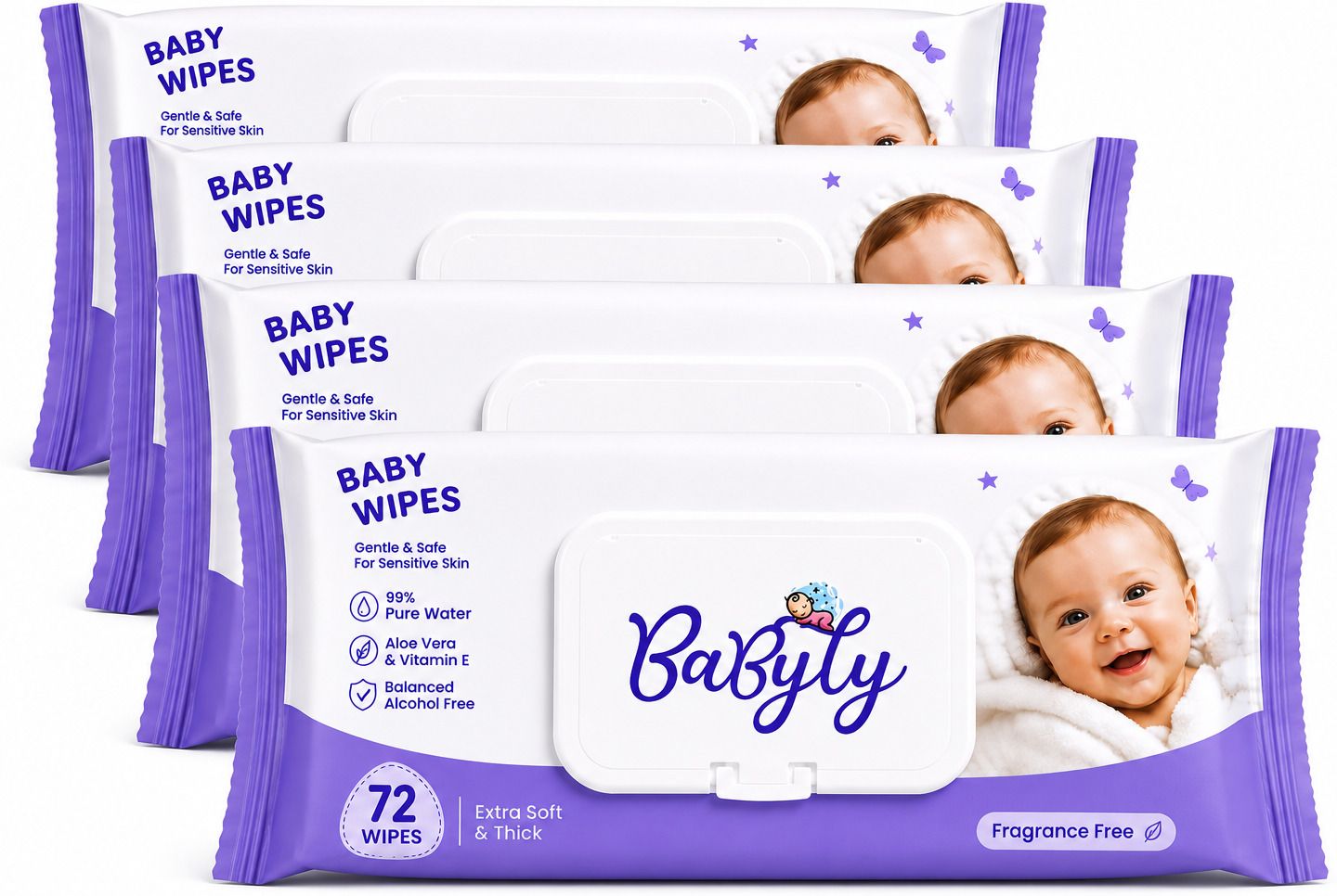 Soft Cleansing Baby Wipes with Aloe Vera and VitaminE , Extra Soft &Thick-image-23