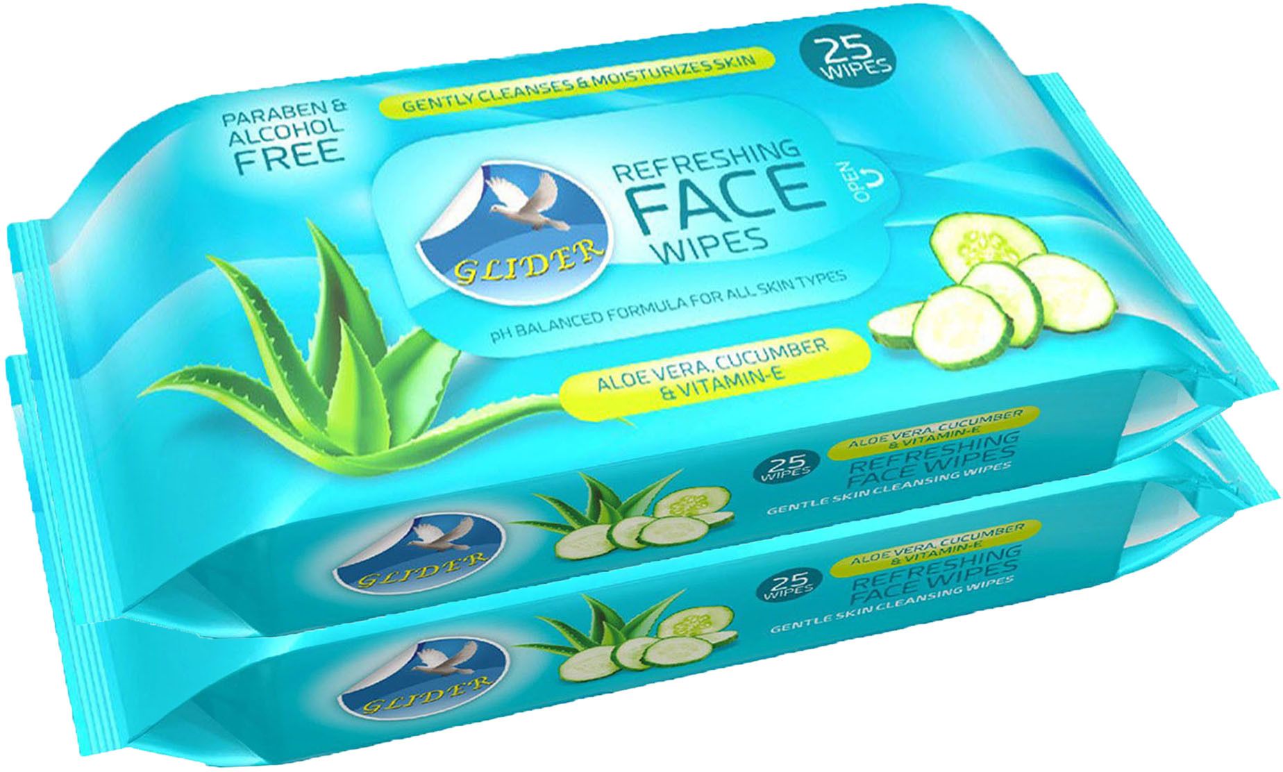 Face Wipes | Moisturising Wipes with Cucumber,Aloe-Vera & Vitamin E | (Pack of 2