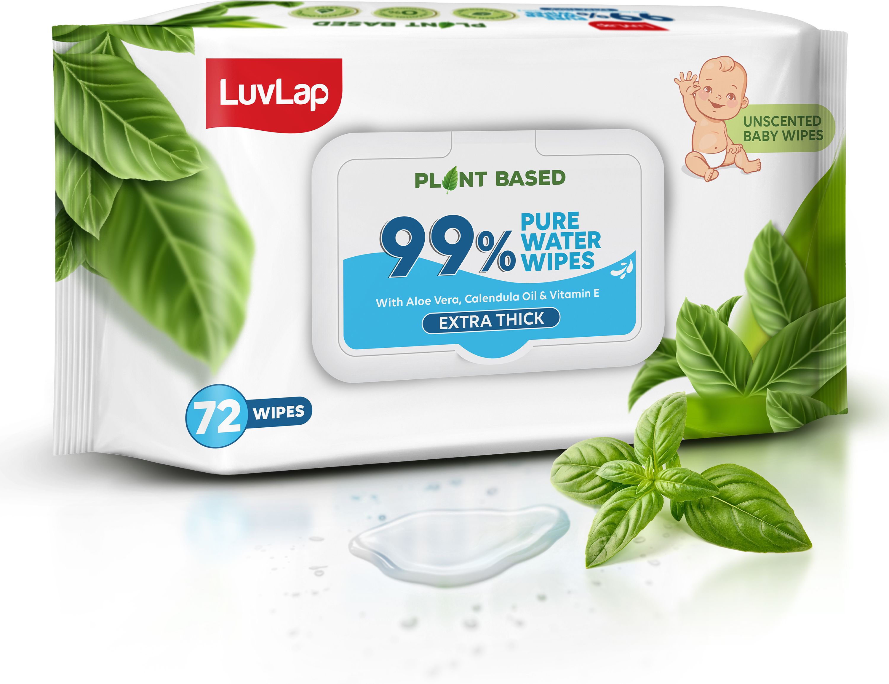luvlap Plant Based 99% Pure Water Extra Thick Baby Wipes, 72 pcs-picture-27
