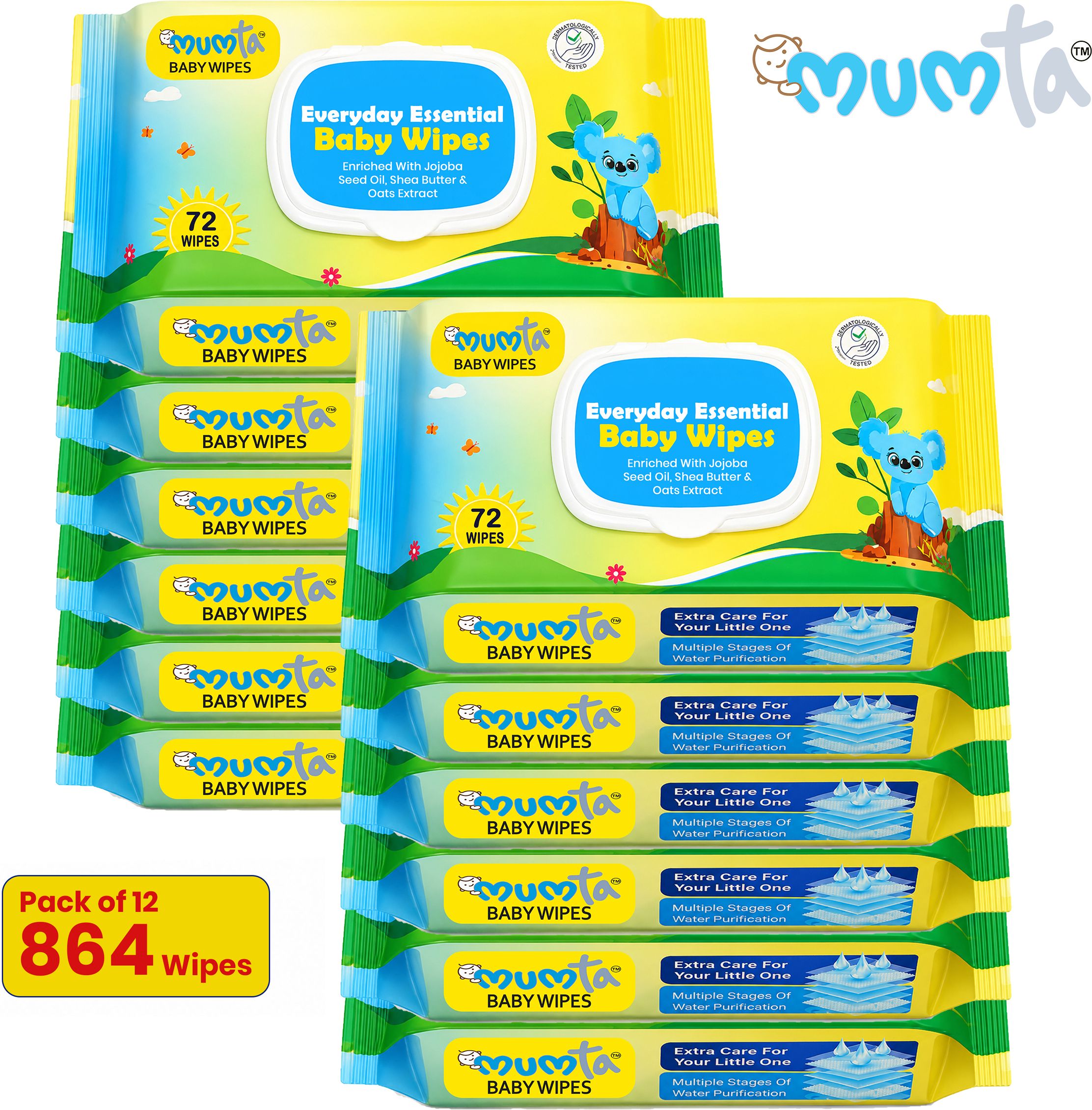 mumta Baby Wipes with Aloe Vera & Vitamin E | Baby Wet Wipes for baby Pack of 12-picture-11
