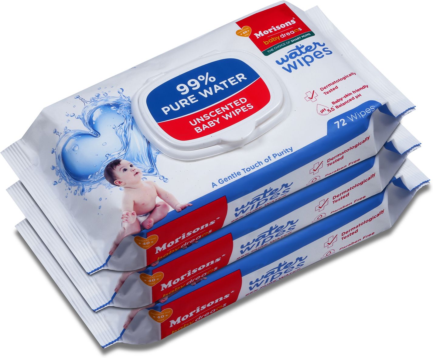 99% Pure Water Wipes - Pack of 3 -