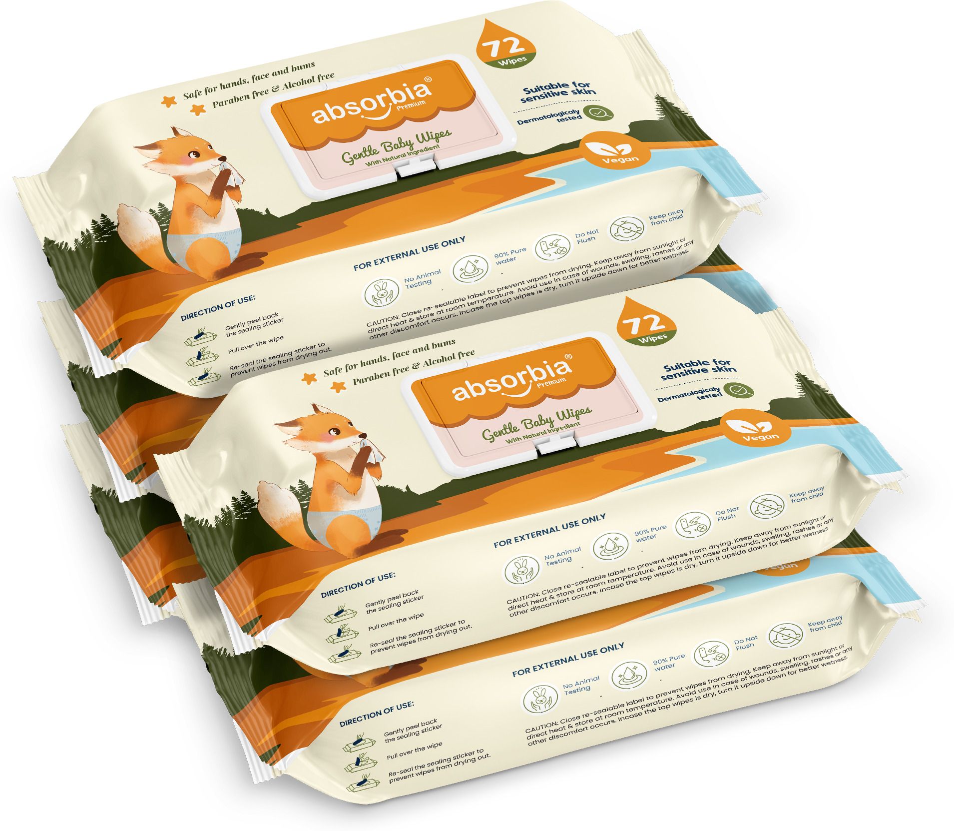 Gentle Baby Wet Wipes (360s x Pack of 5 with Lid) | 90% Pure Water Based-image-1