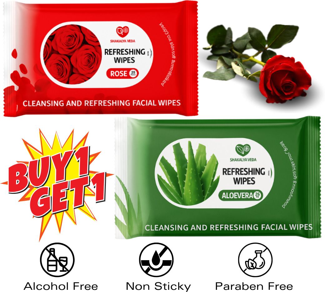 shakalyaveda Rose , Lemon Refreshing Facial Wet Wipes for Men & Women-picture-9