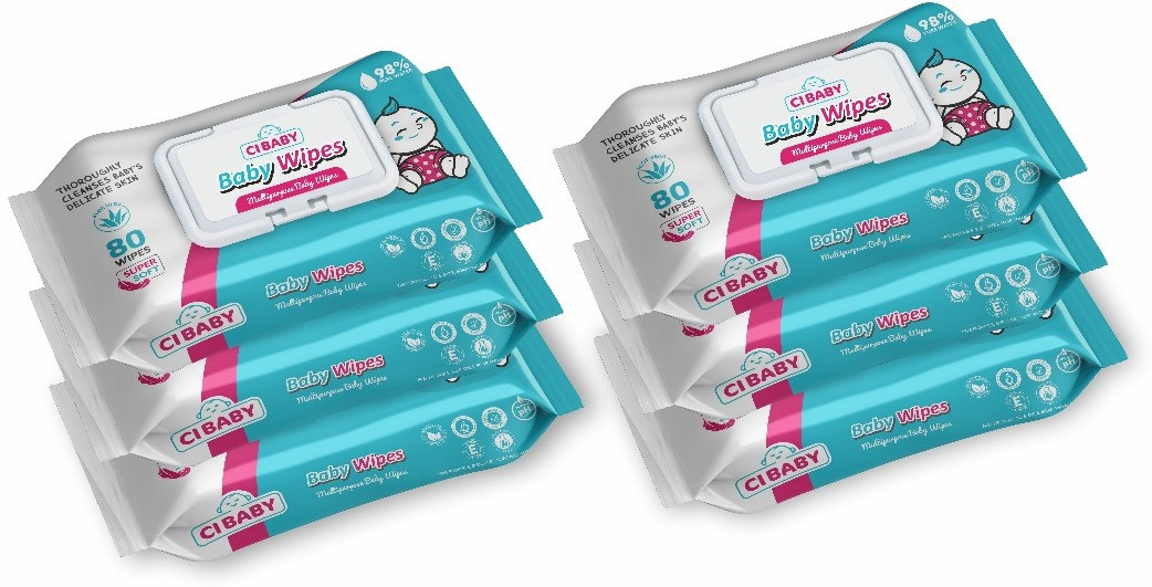 ci baby Soft Wet Wipe with Lid |Pack of 6 | With Aloevera & Vitamin E for Sensitive Skin image 1