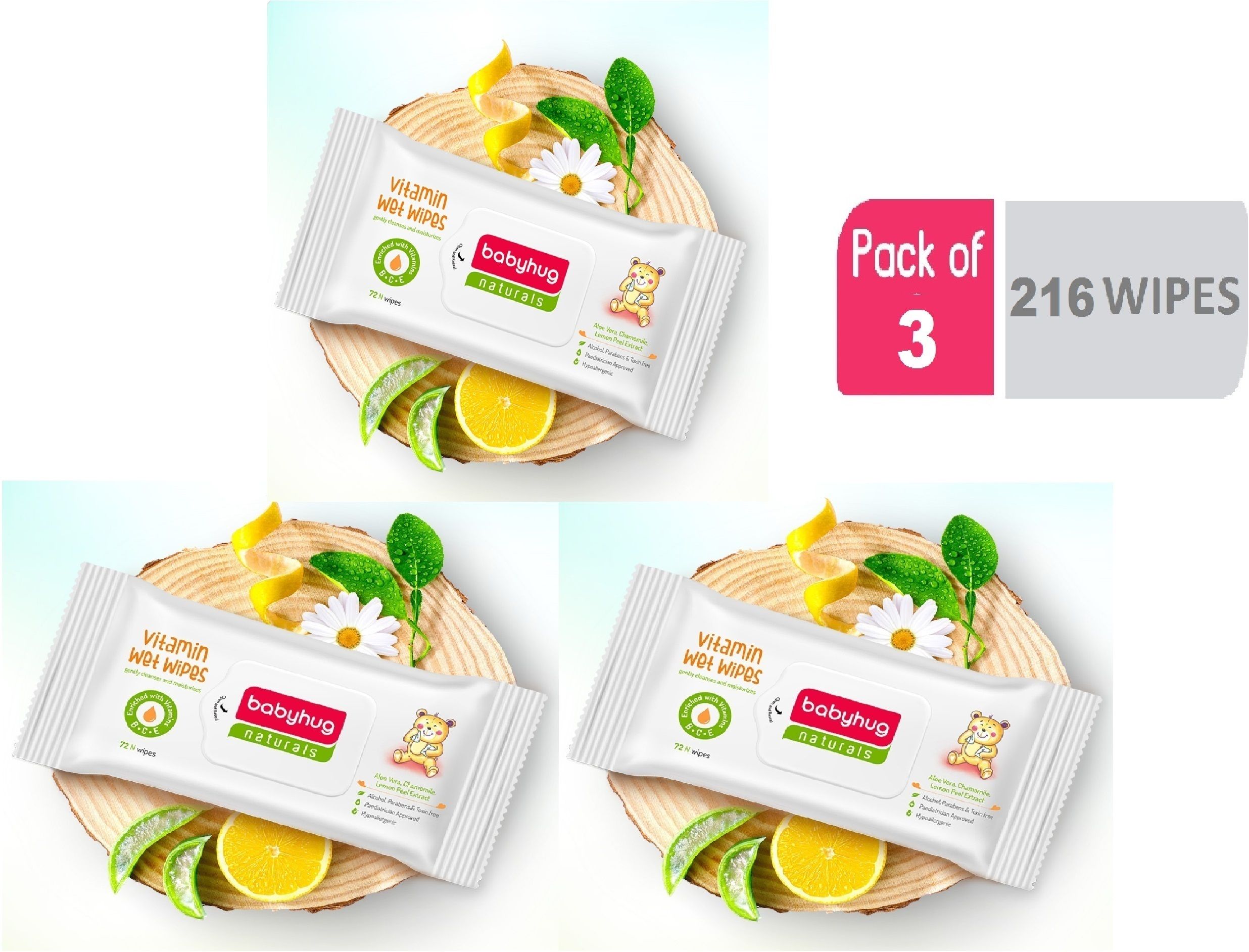 Naturals Vitamin Wet Wipes - 72 Pieces (PACK OF 3)-image-34