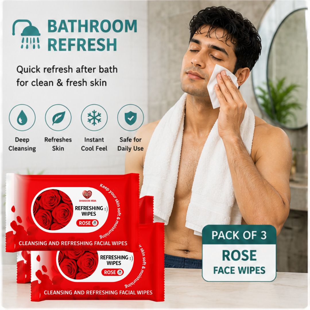 shakalyaveda Rose Skin Refreshing Face Wipes Value Pack of 3-picture-0