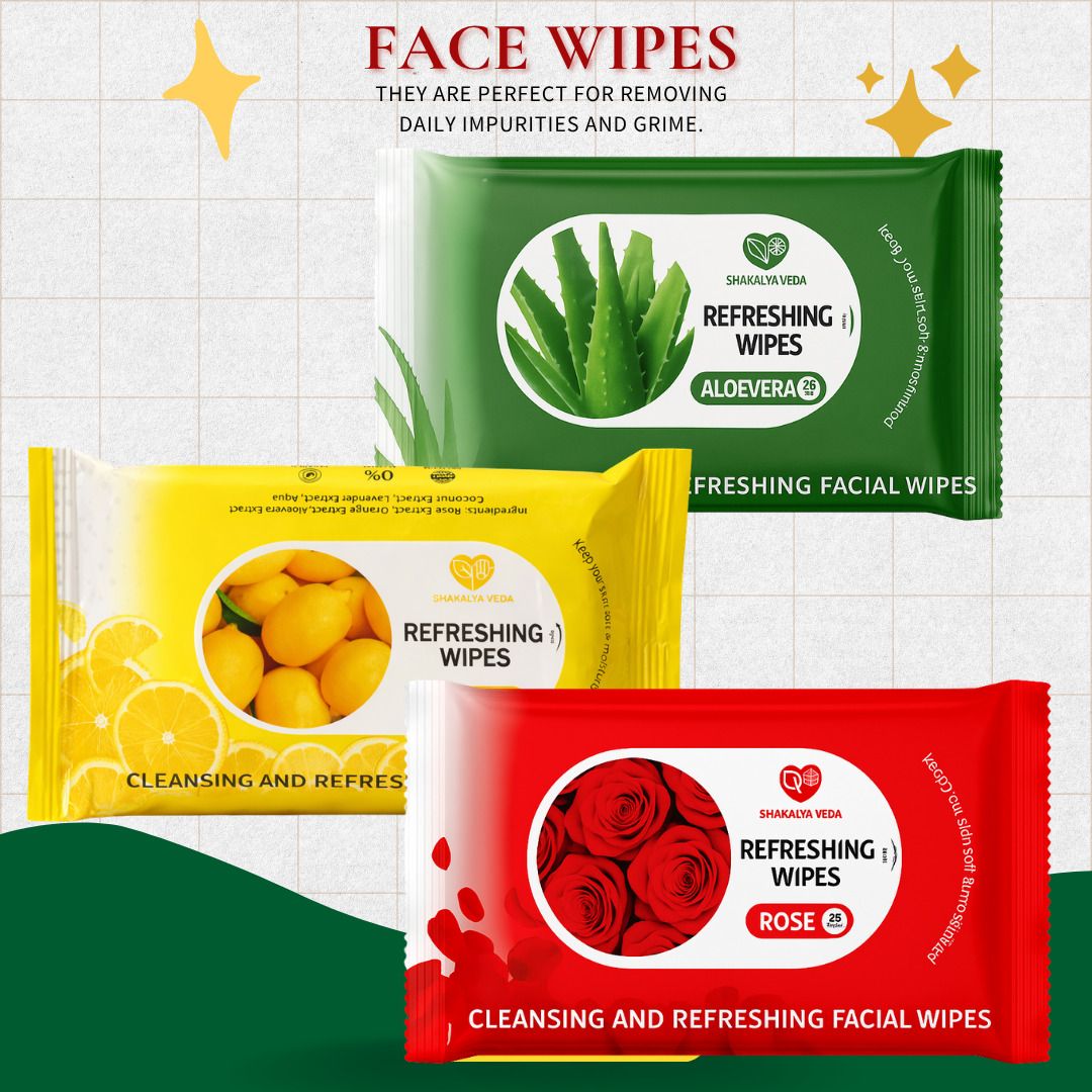 shakalyaveda Rose Aloe Vera Lemon Face Wipes | Makeup Remover Wet Tissue Pack of 3-picture-34