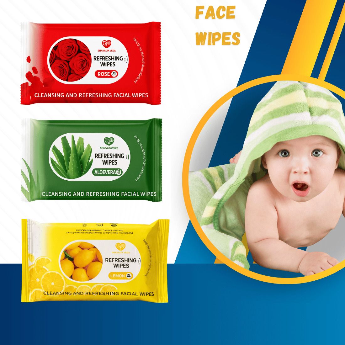 Face Wipes Trio Pack | Rose Aloe Vera Lemon | 25 Wipes Each-image-29