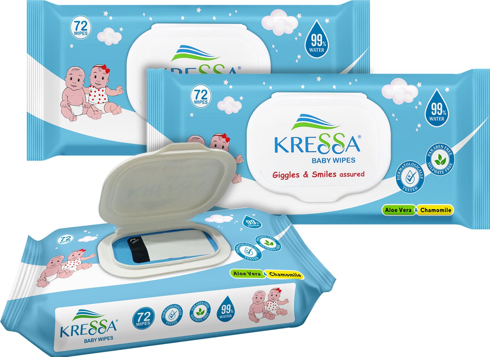 Gentle Baby Wipes With Aloevera Extracts 72 Wipes Pack of 3-image-36