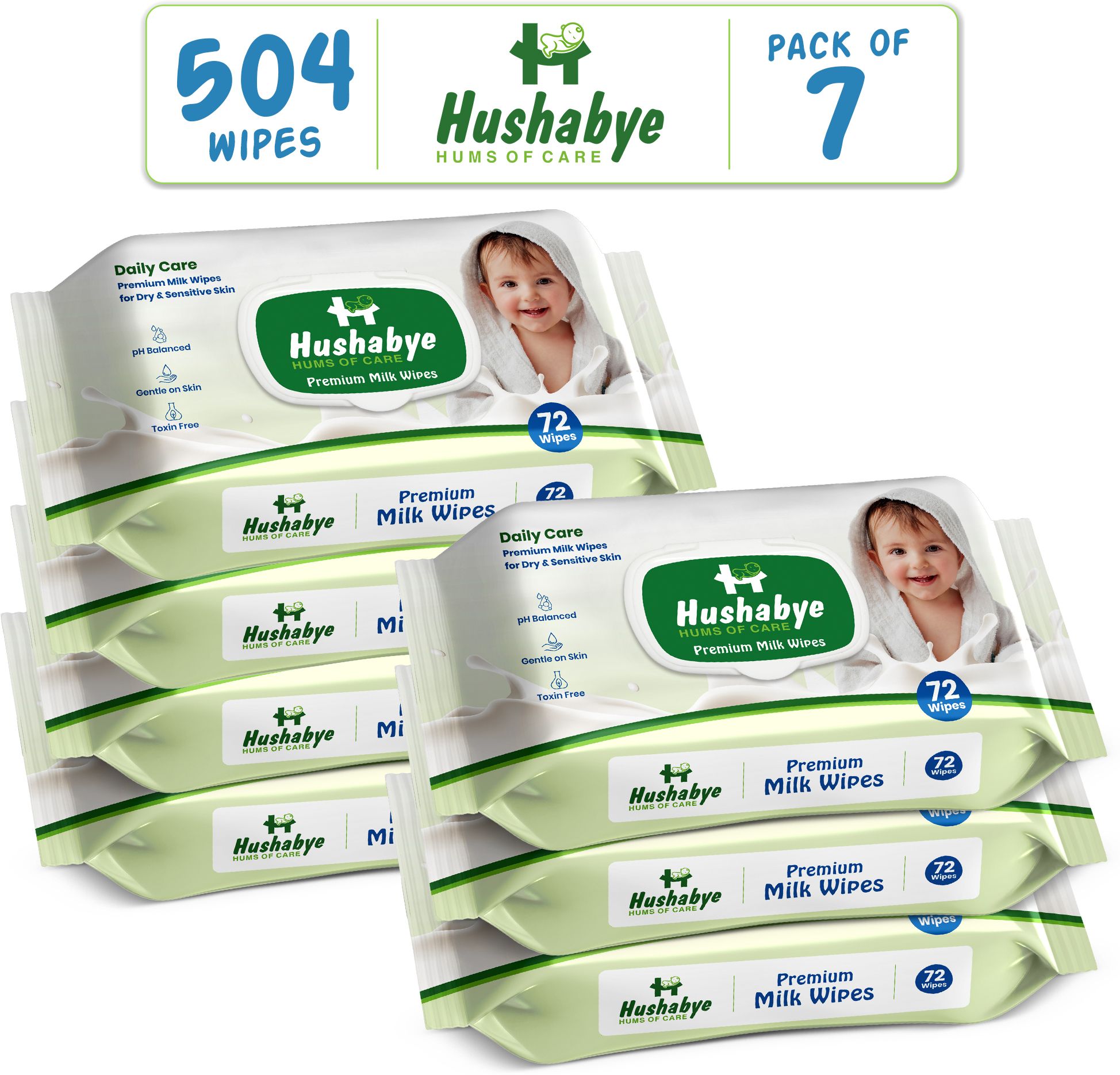 Sensitive Skin Baby Wipes with Milk Extract, pH Balanced, Pack of 7-image-25
