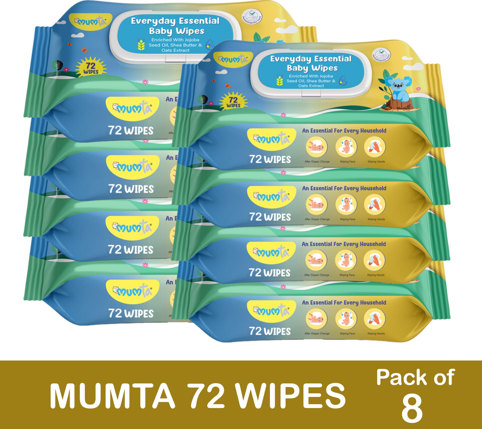 Soft Cleansing Baby Wipes with Aloe Vera & Vitamin E -72 Counts/Pack (Set of 8)-image-37