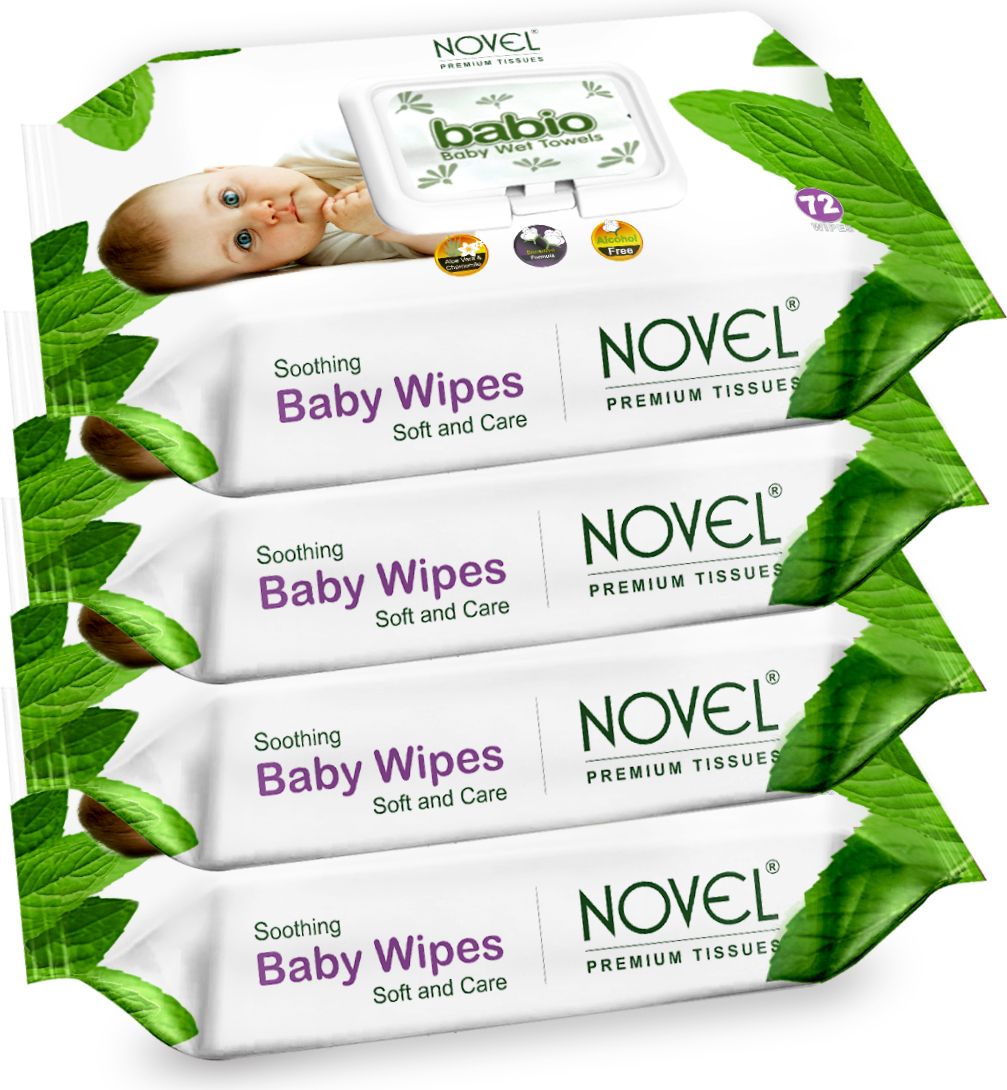 novel Baby Wipes 72 Sheets pack of 4/with Lid-picture-23
