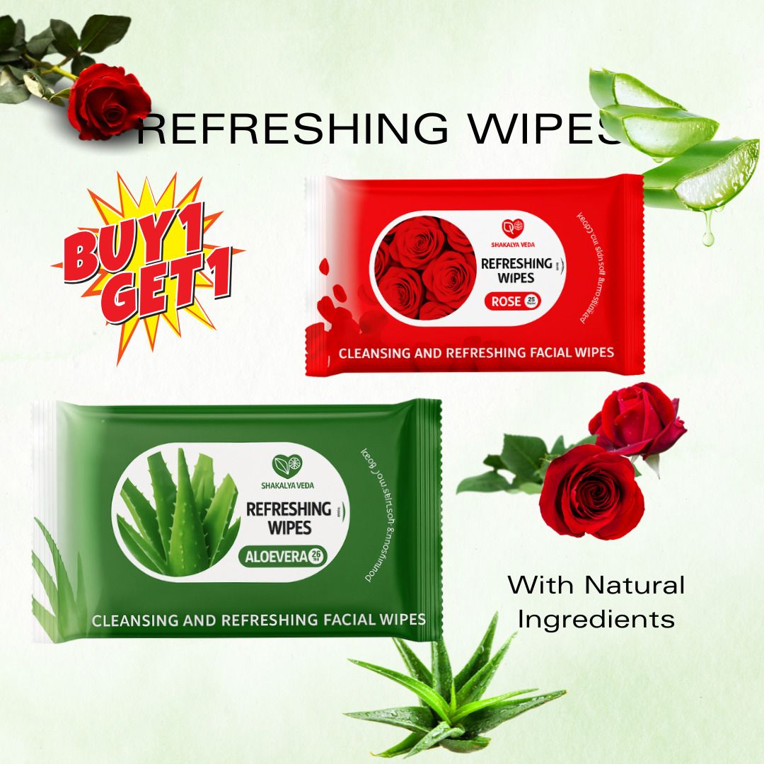 shakalyaveda Face Cleansing Wipes Pack of 2 | Rose and Aloe Vera Refreshing Wipes-picture-23