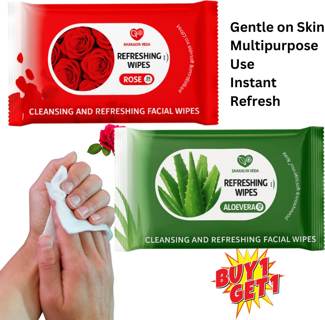 shakalyaveda Face Care Wet Wipes Combo Pack | Aloe Vera & Rose-picture-18