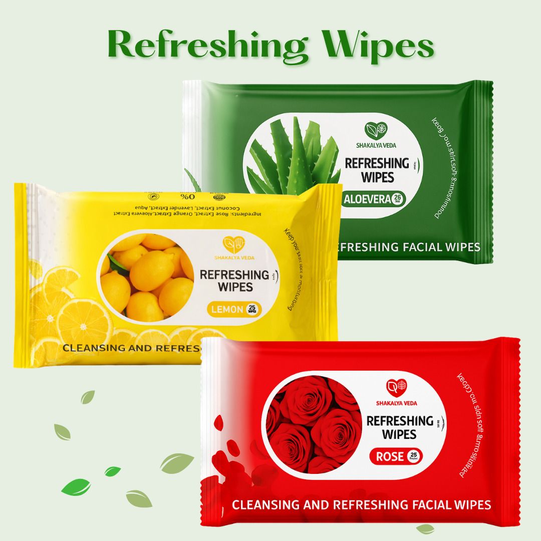 shakalyaveda Rose Aloe Vera Lemon Wet Wipes | Travel Friendly Face Cleansing Wipes-picture-38