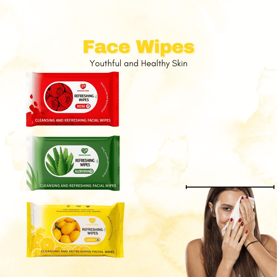 Refresh & Clean Face Wipes | Rose Aloe Vera Lemon Combo Pack-image-13
