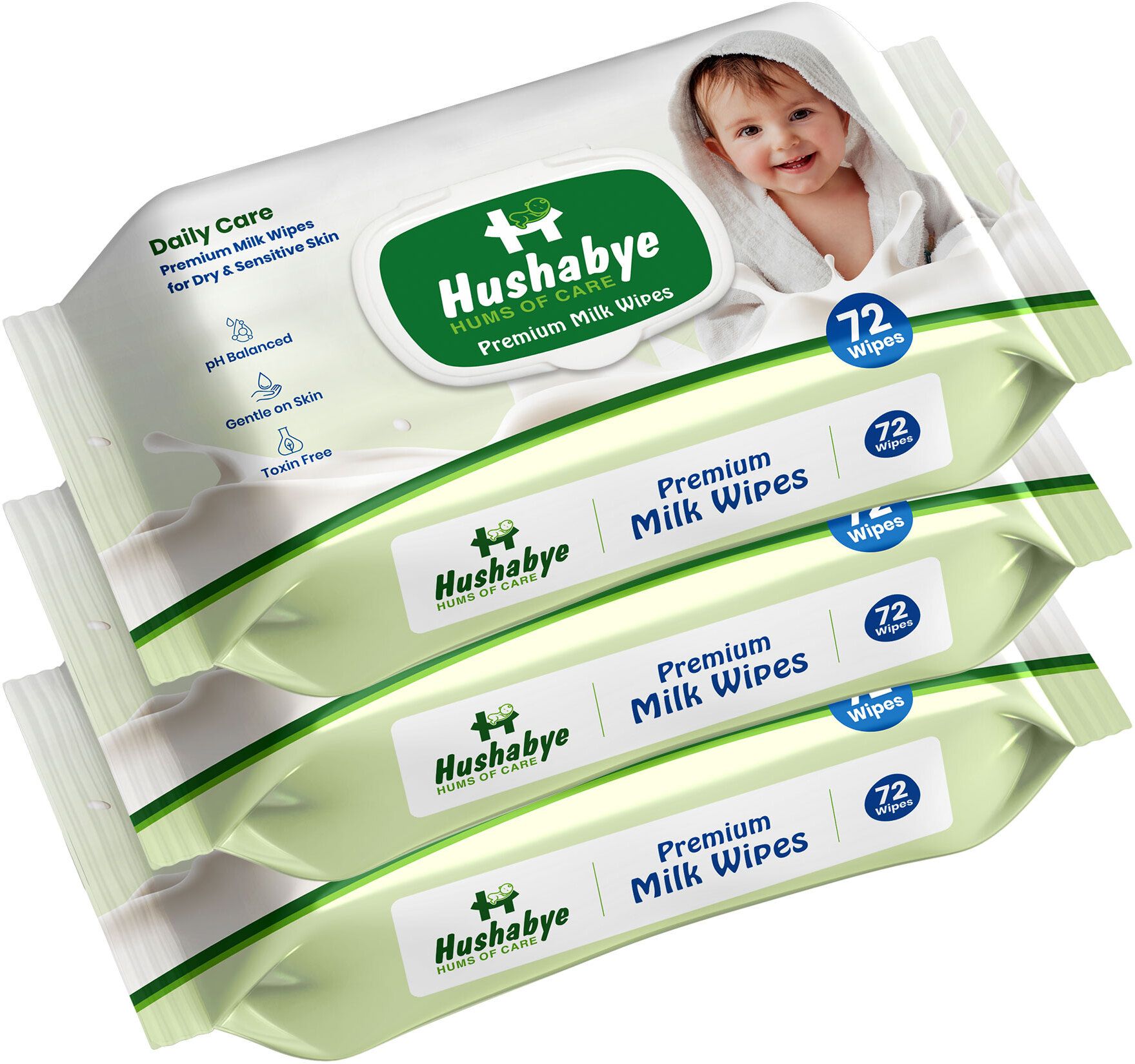 Premium Milk Cleansing Baby Wipes With Lid, Vitamin E, pH Balanced, Pack of 3-image-40