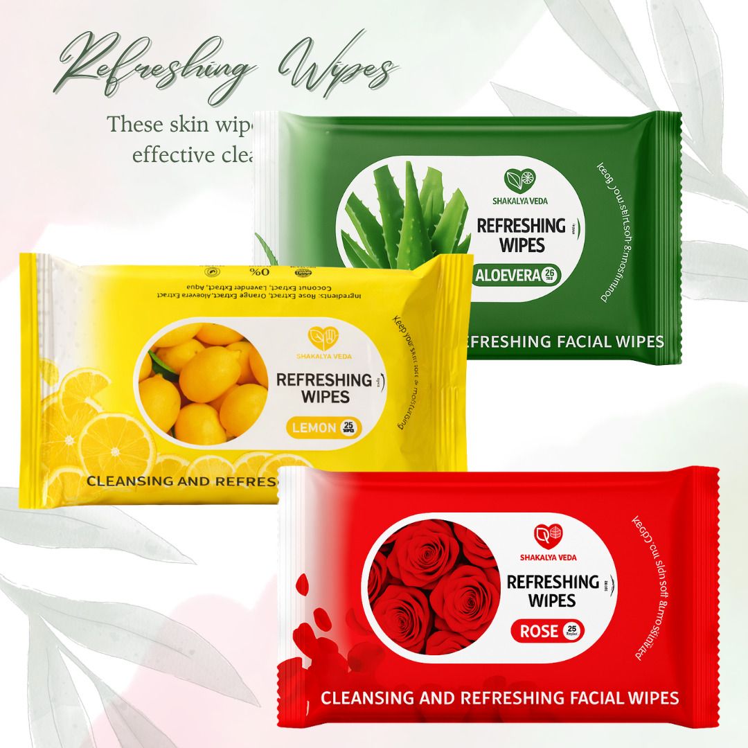 shakalyaveda Face Wipes for Men & Women | Rose Aloe Vera Lemon Wet Tissue-picture-11