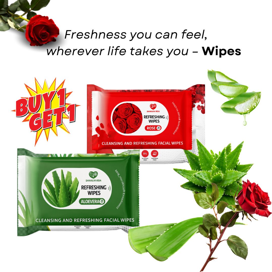 shakalyaveda Aloe Vera & Rose Face Wipes Combo | Pack of 2 | Gentle Cleansing Wipes-picture-22
