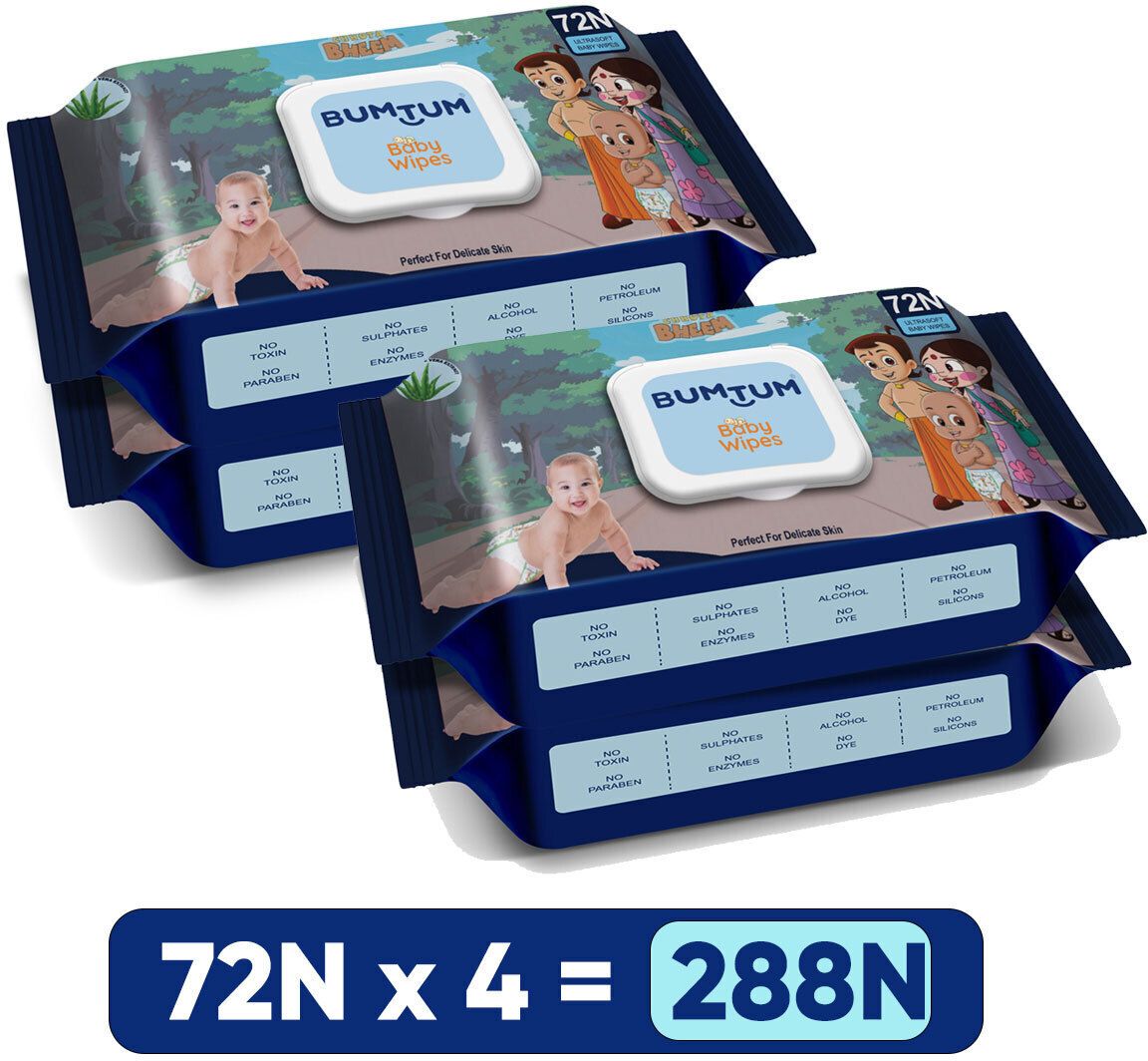 Baby Chota Bheem Gentle Wet Wipes With Lid | Aloe Vera & Chamomile Extracts
