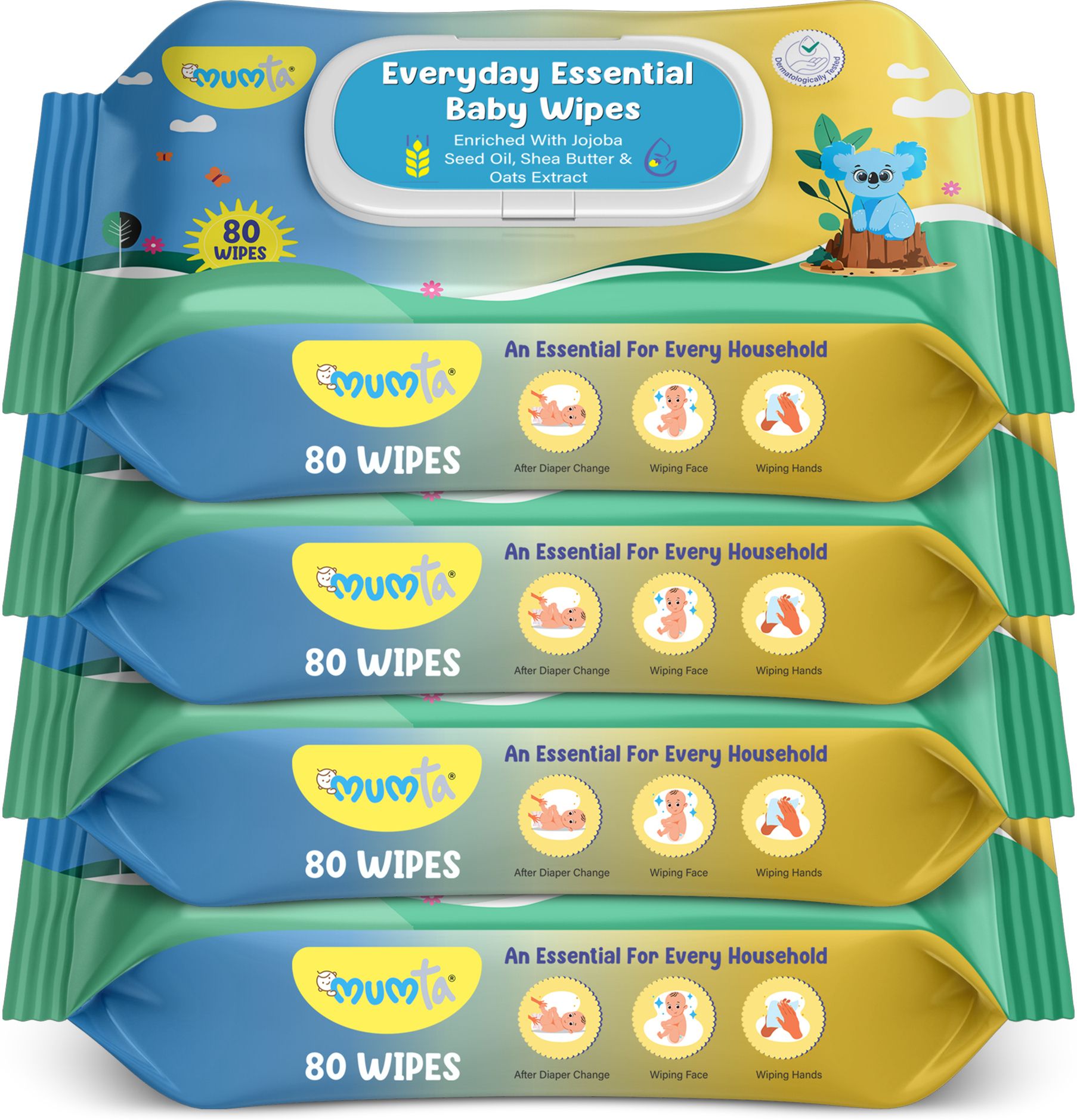 Soft Cleansing Baby Wipes with Aloe Vera & Vitamin E - 80 Counts/Pack (Set of 4)-image-42