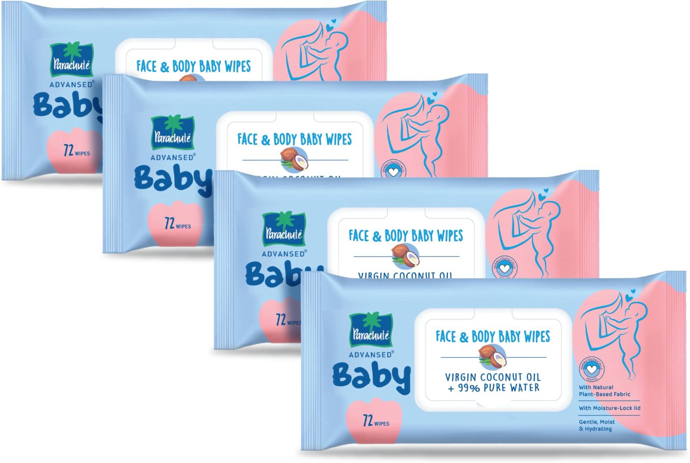 Baby, Face & Body Baby Wipes, Virgin Coconut Oil & 99% Pure Water, pH Balanced