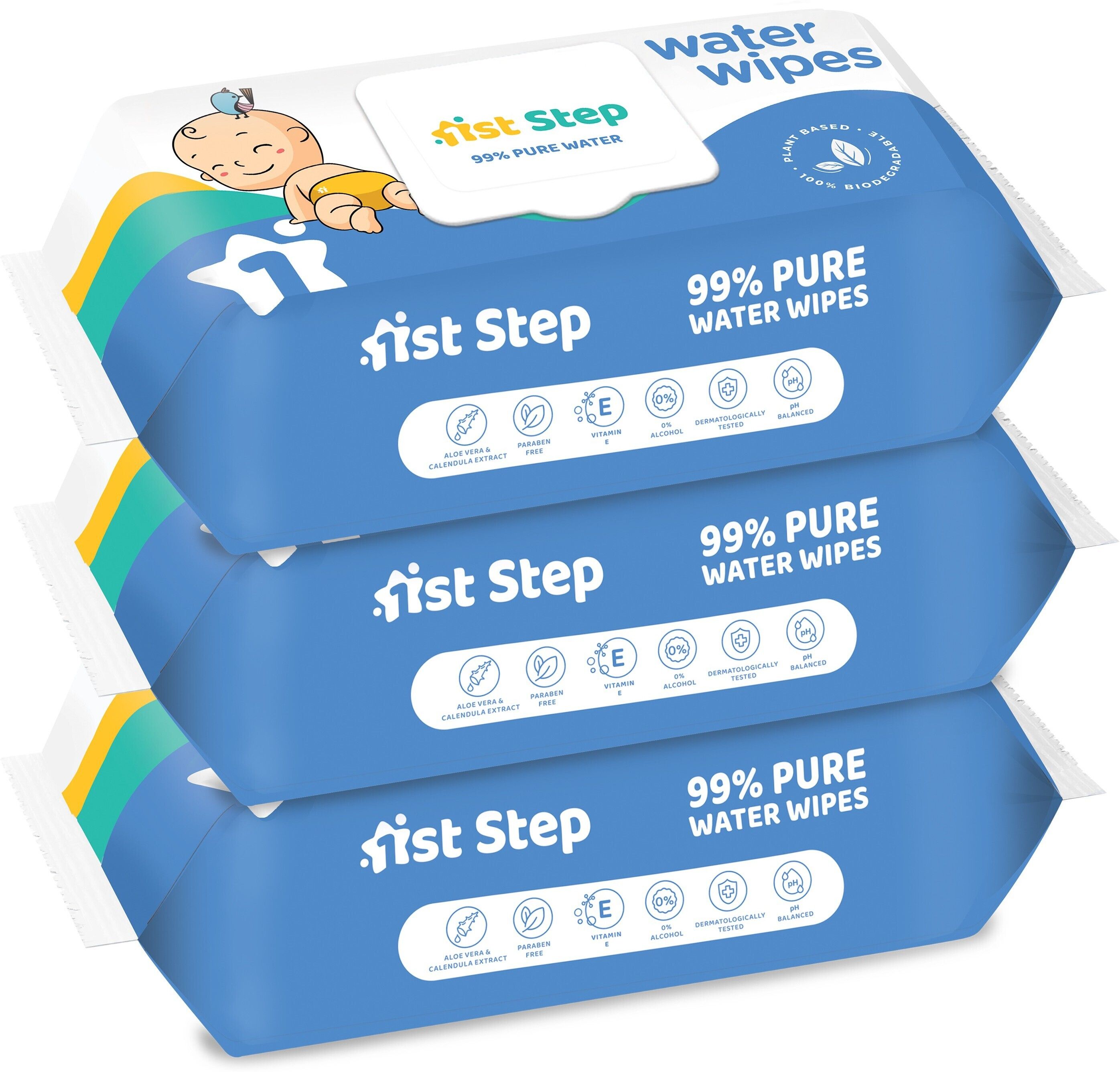1st step 99% Pure Water Wipes With Lid, Made With Organic 100% Biodegradable Fabric-picture-11