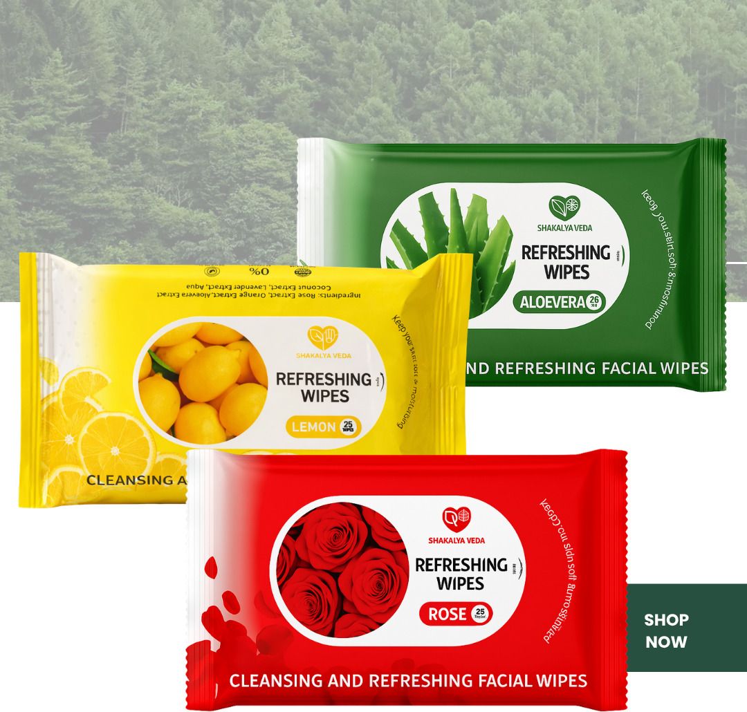 shakalyaveda Rose Aloe Vera Lemon Face Cleansing Wipes | Gentle Wet Tissue Pack-picture-47