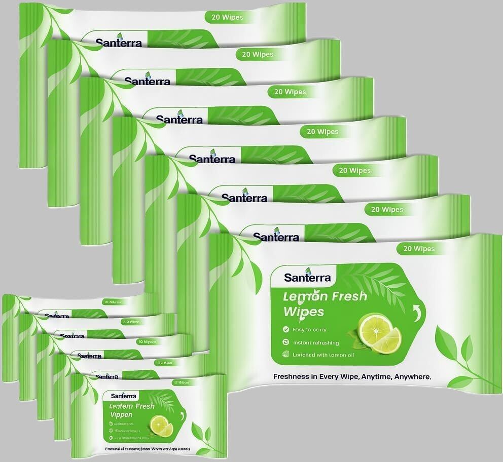santerra Skin Cleaning Wet Wipes with Lemon & Mint Refreshing Facial Wipes Pack of 12-picture-41