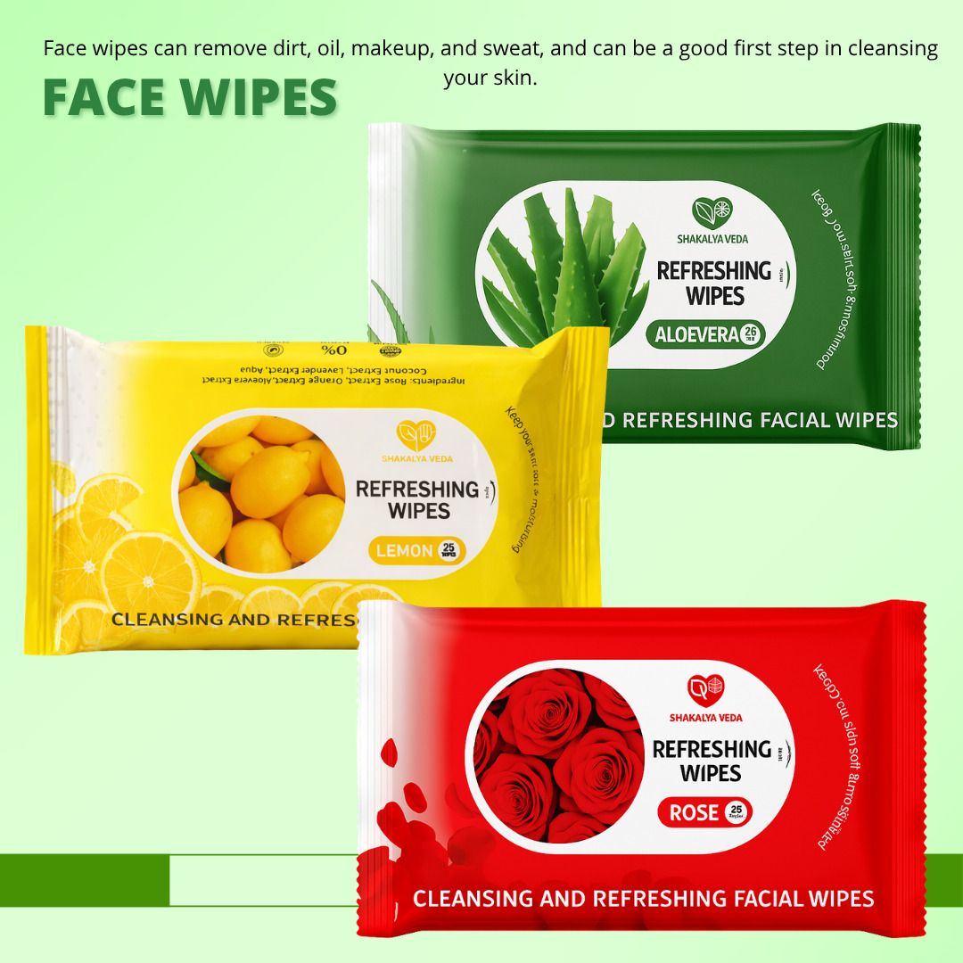 Face Wipes Pack of 3 | Rose Aloe Vera Lemon Makeup Remover Wipes-image-20