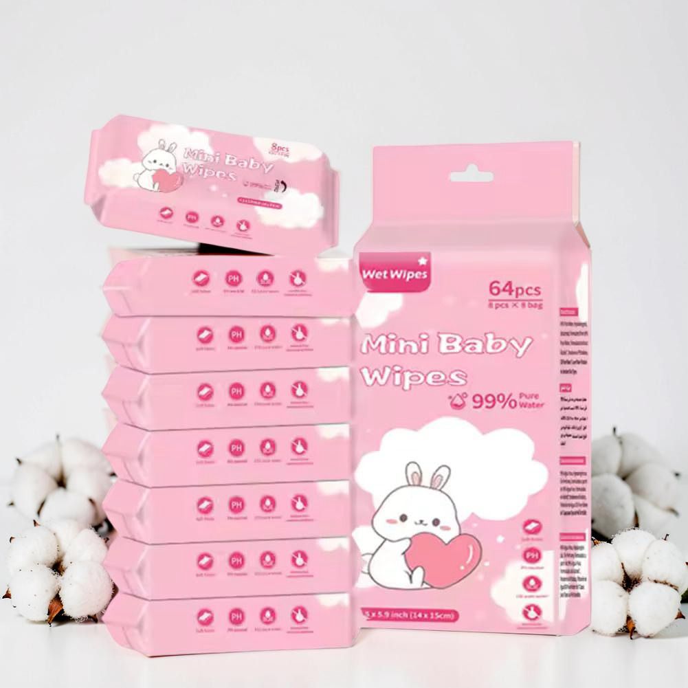 devrosh Baby Wet Wipes 64 Count Fragrance Free Pocket Pack for Hand Face and Skin Care-picture-45