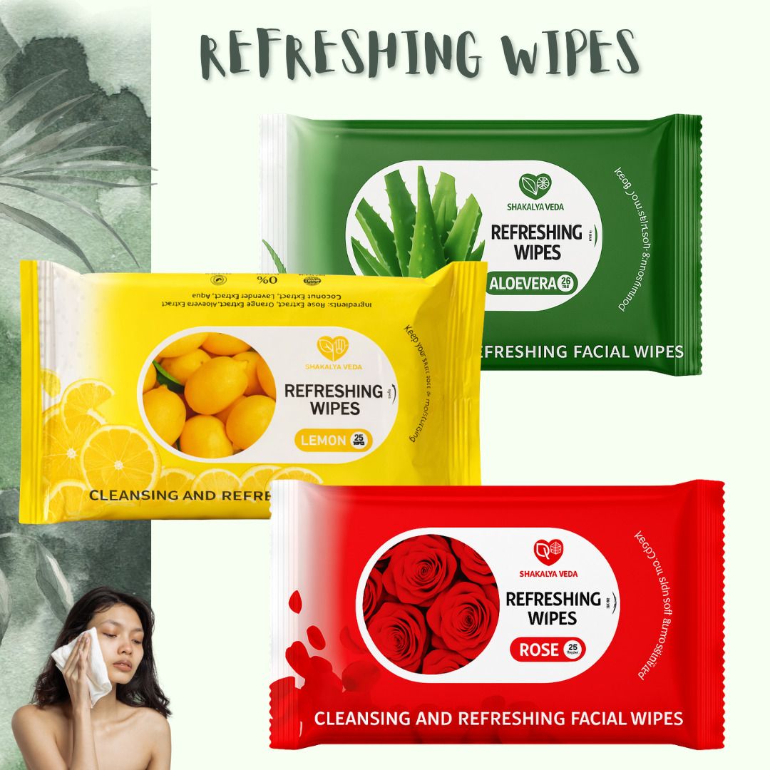 shakalyaveda Rose Aloe Vera Lemon Face Wipes Pack of 3 | Wet Wipes for Men & Women-picture-39