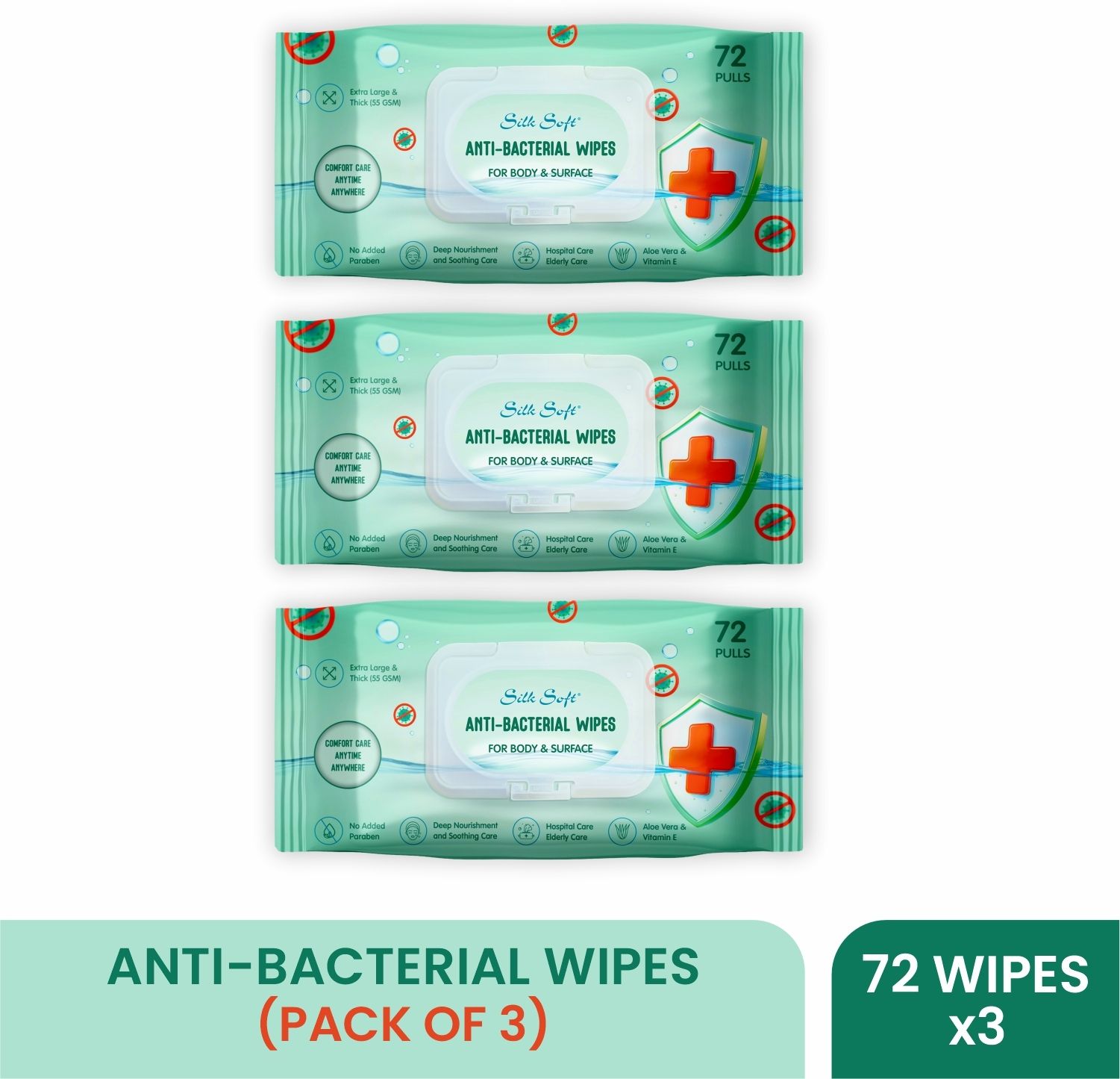 silk soft Antibacterial germ protection wipes 72 pulls‑lid | CitrusZest scent | pack of 3-picture-17