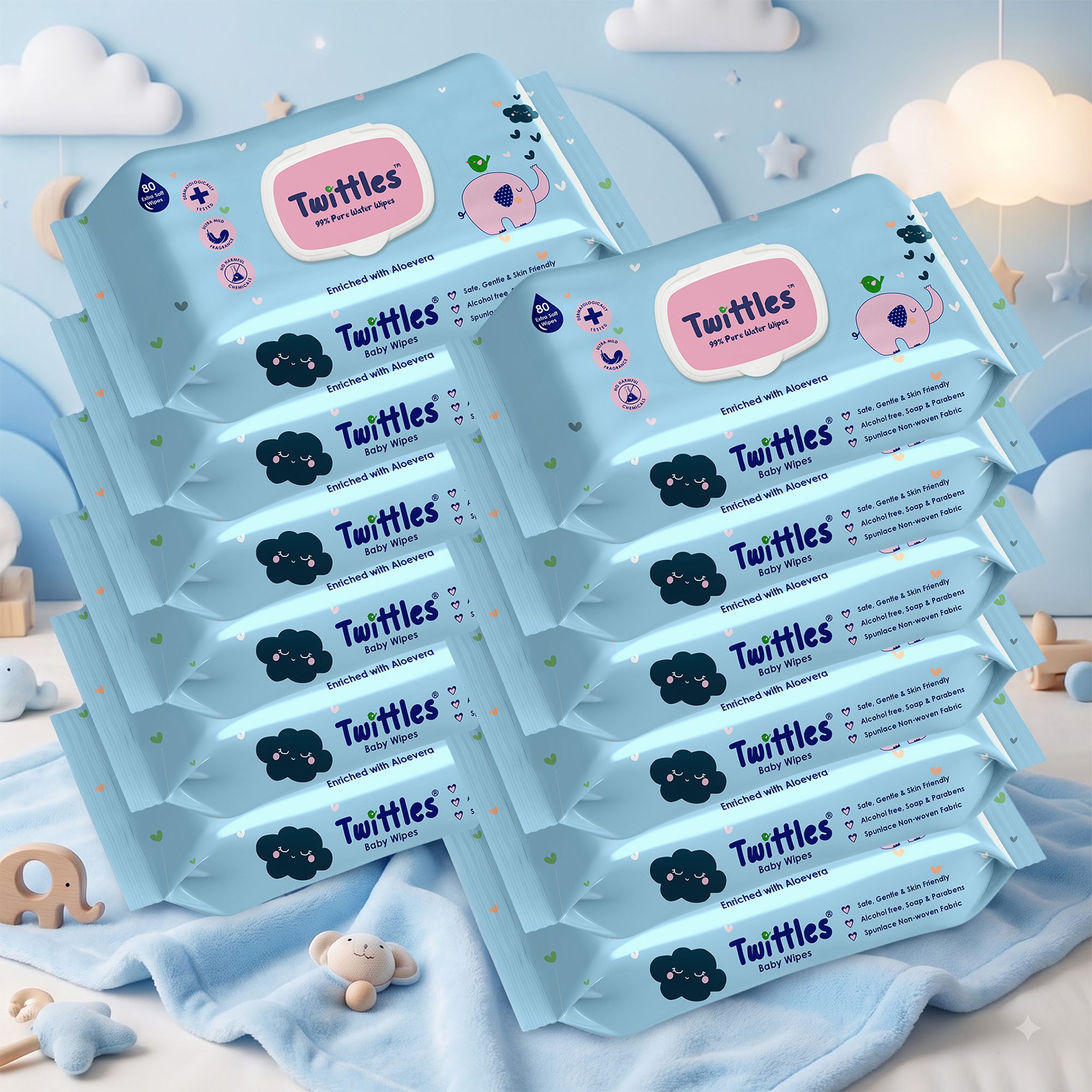 Everyday Baby Wet Wipes Soft Gentle Skin-Friendly & Hygiene with Lid Pack of 12-image-30