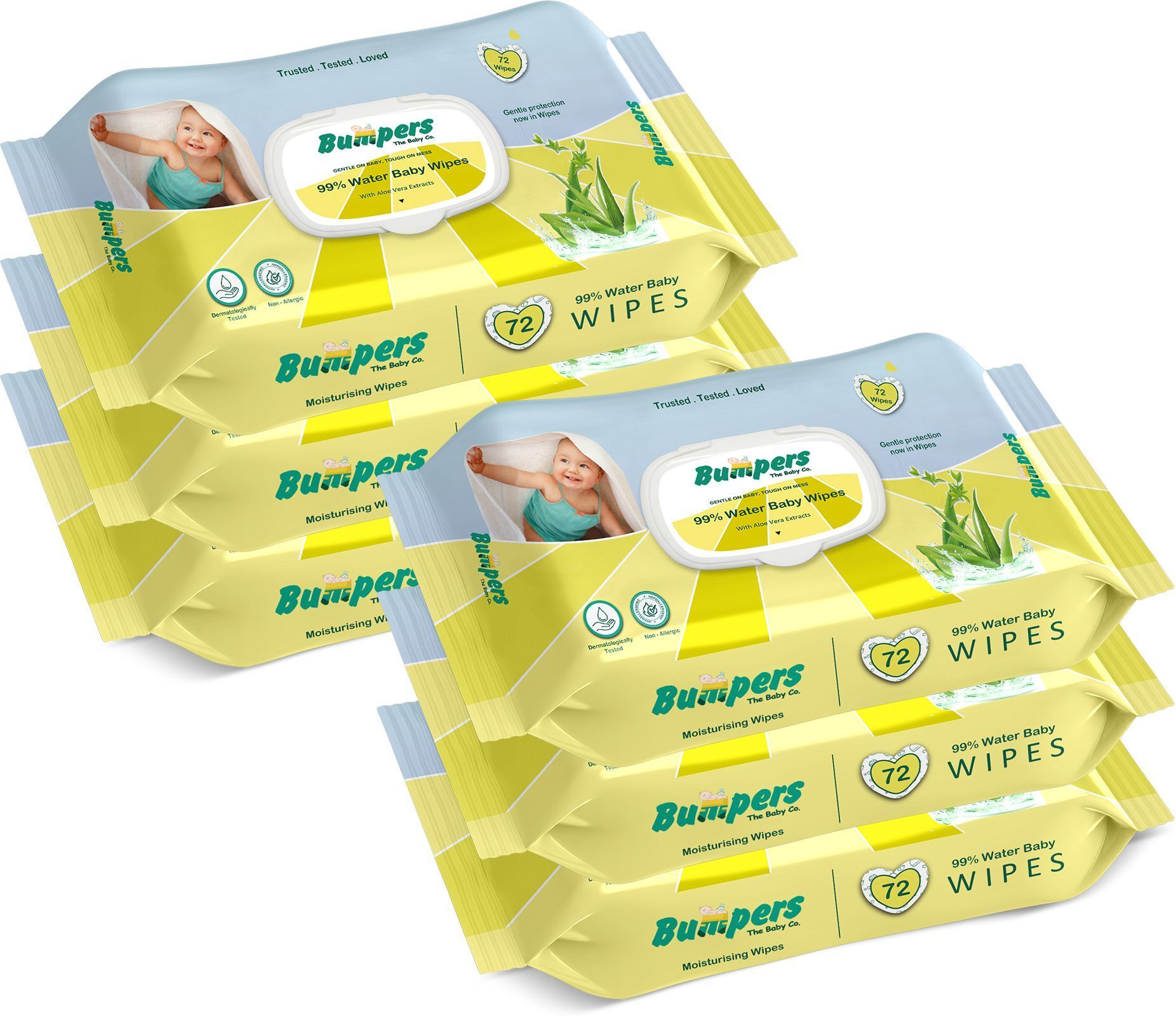 bumpers Soft Cleansing Baby Wipes with Aloe Vera Extracts |72 Counts/Pack (Set of 6)-picture-17