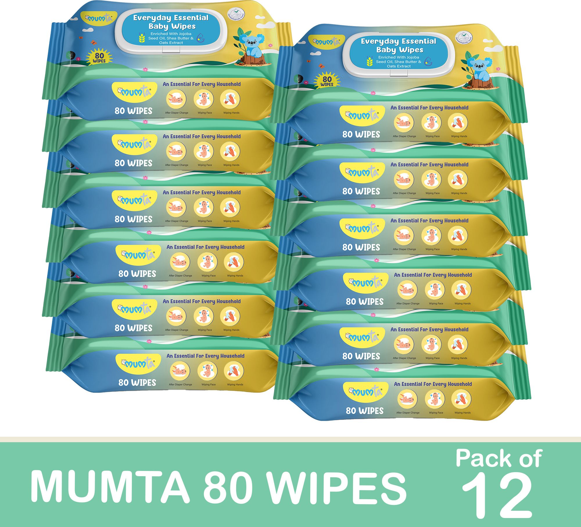 Soft Cleansing Baby Wipes with Aloe Vera & Vitamin E 80 Counts/Pack (Set of 12)-image-30