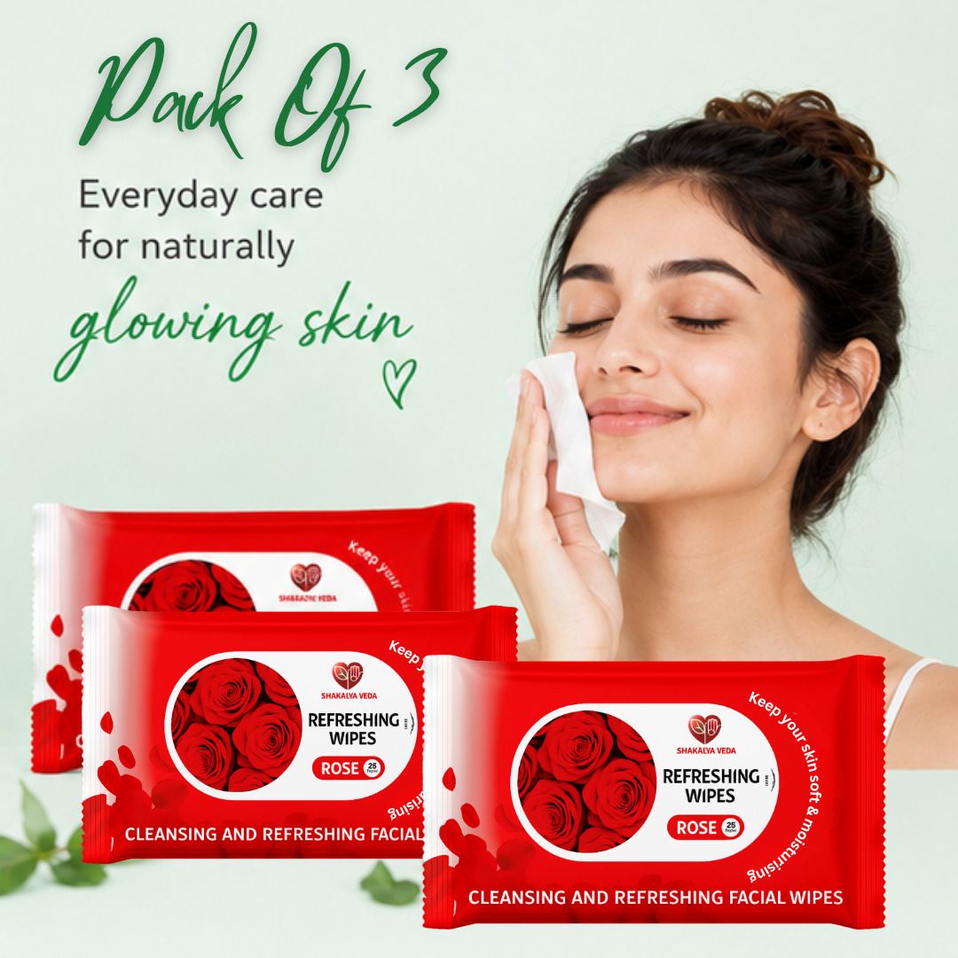 shakalyaveda Rose Face Cleaning Wipes for All Skin Types Pack of 3-picture-1