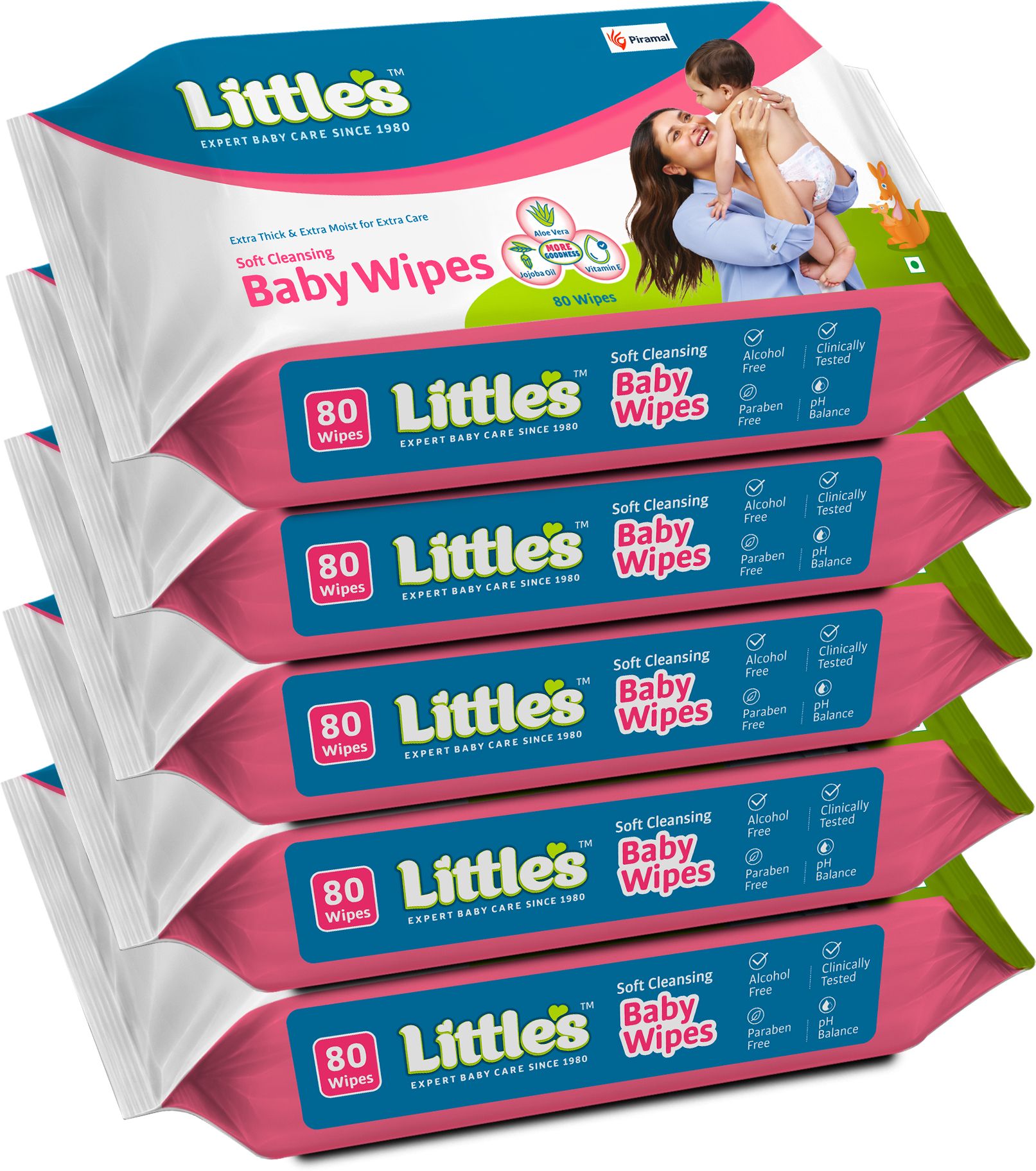 Soft Cleansing Baby Wipes with Aloe Vera, Jojoba Oil and Vitamin E