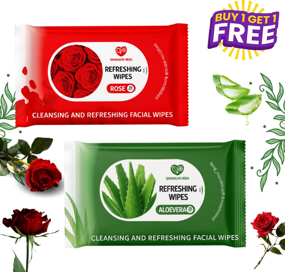 shakalyaveda Face Wipes Combo Pack | Rose Aloe Vera Refreshing Wipes-picture-15