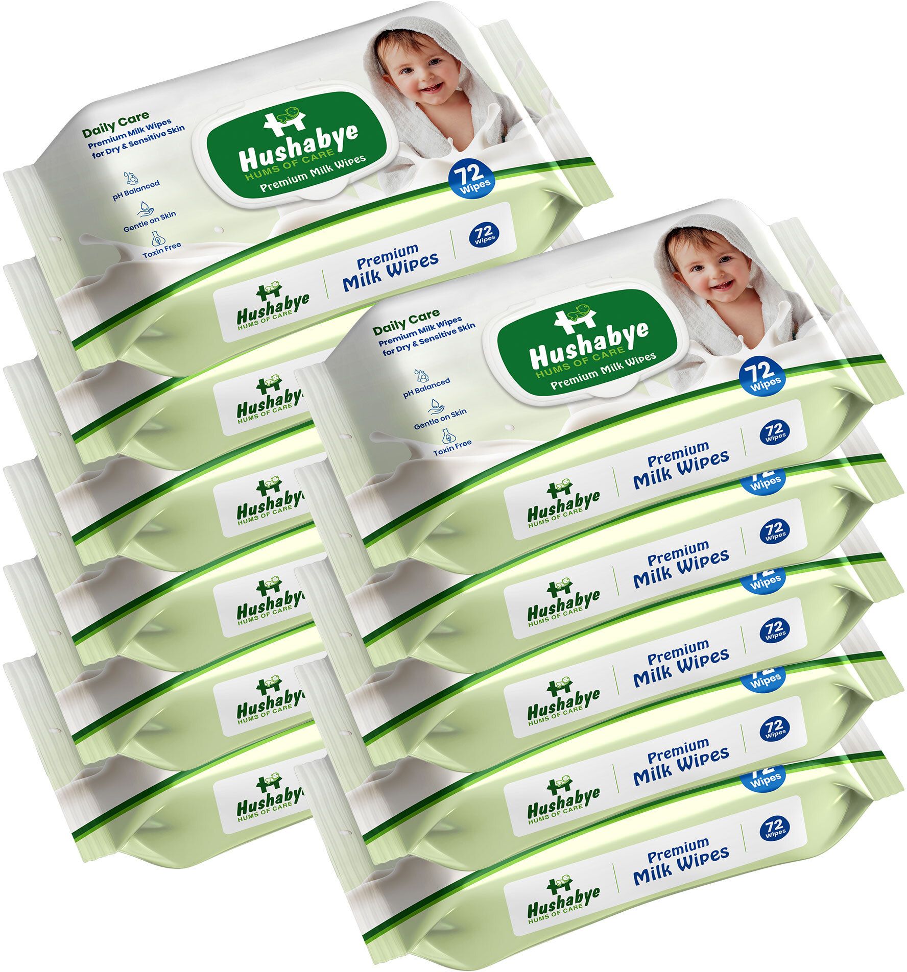 Premium Milk Cleansing Baby Wipes With Lid, Vitamin E, pH Balanced,Pack of 11-image-39