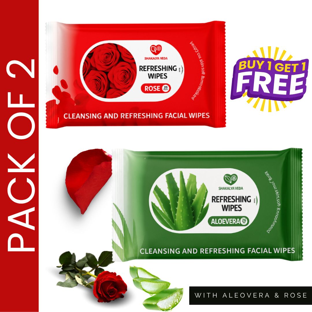 shakalyaveda Rose , Lemon Refreshing Facial Wet Wipes for Men & Women-picture-28