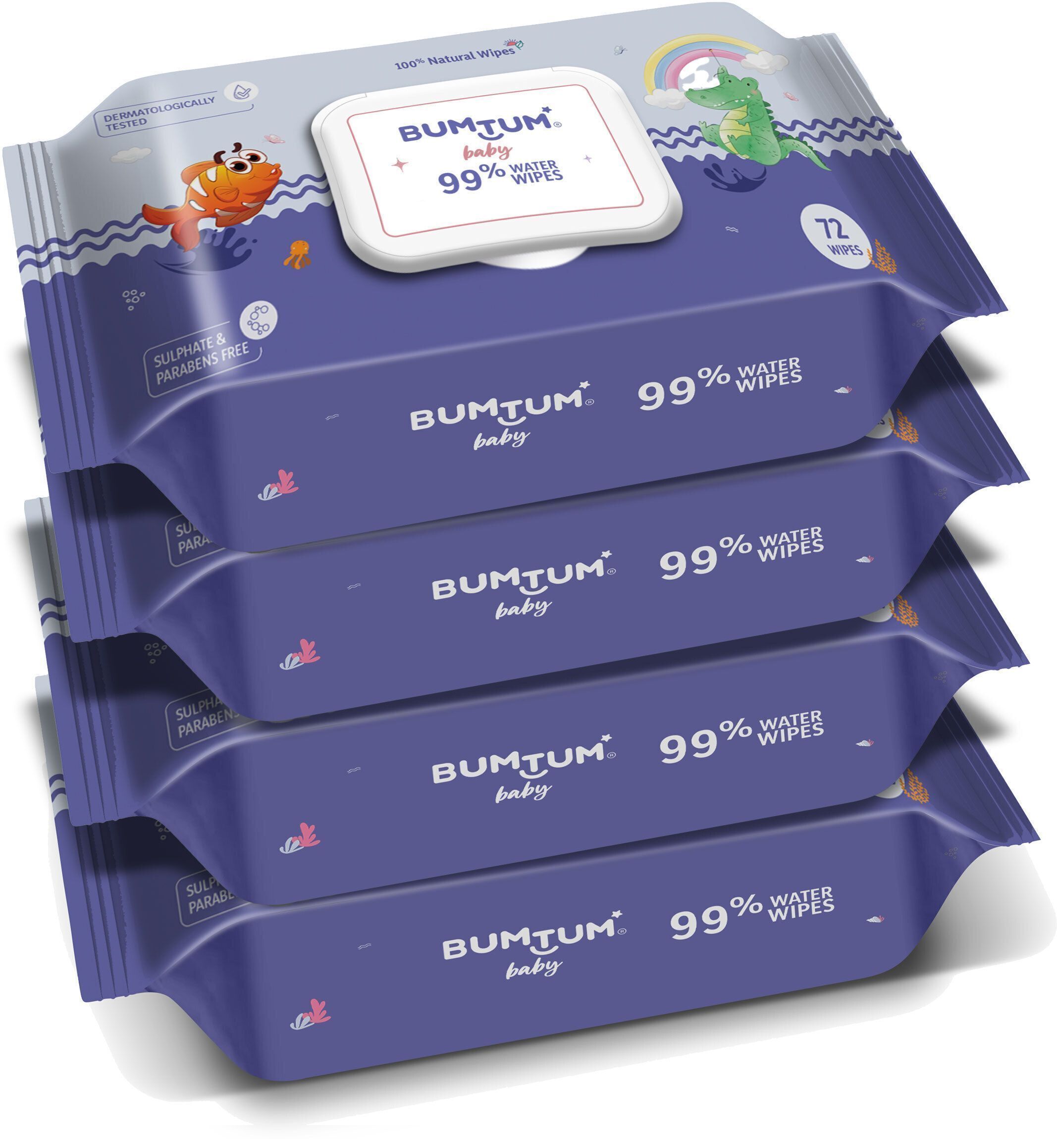 bumtum Baby Gentle 99% Pure Water Wipes With Lid | Aloe Vera & Chamomile Extracts-picture-21