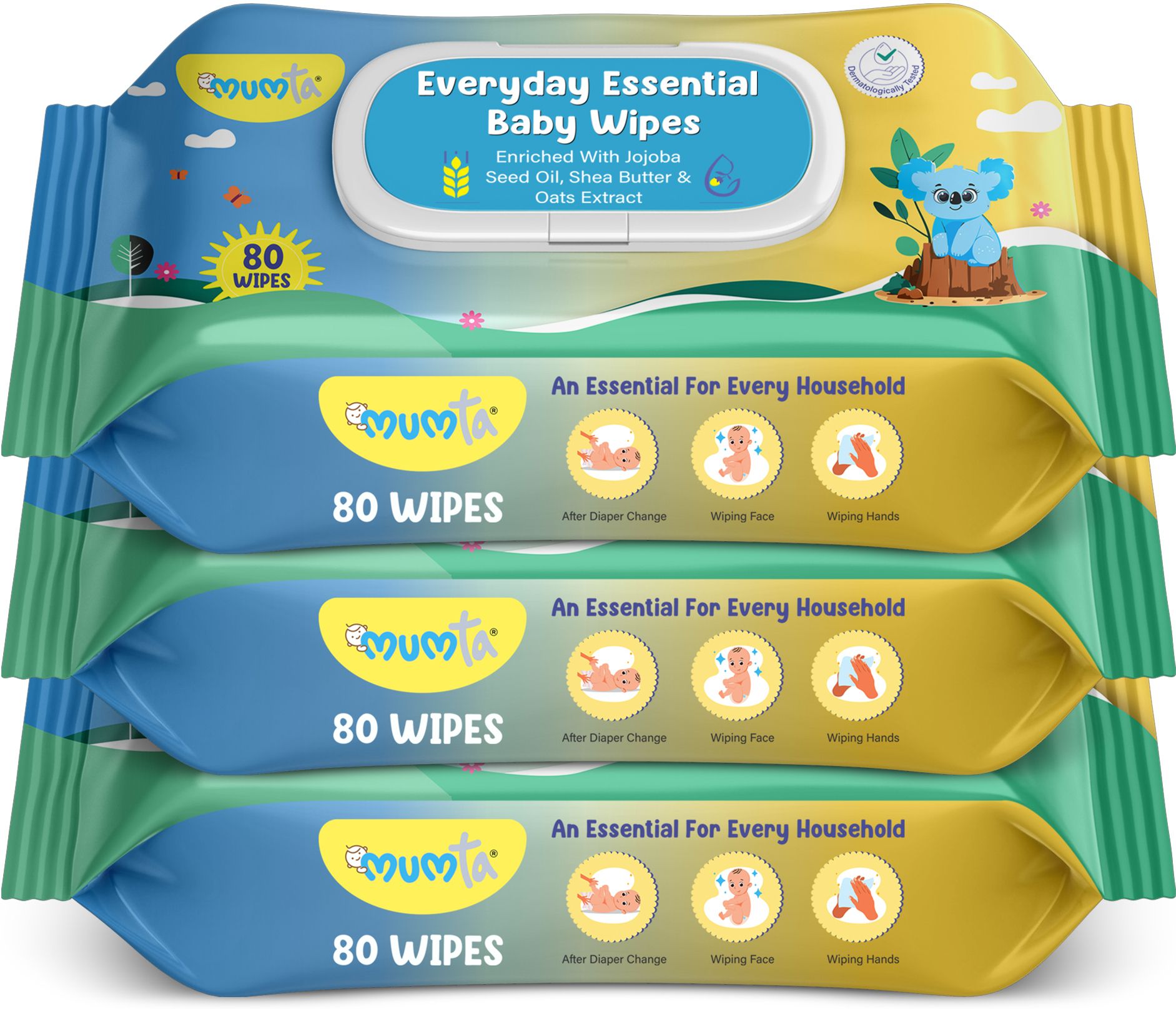 Soft Cleansing Baby Wipes with Aloe Vera & Vitamin E - 80 Counts/Pack (Set of 3)-image-44
