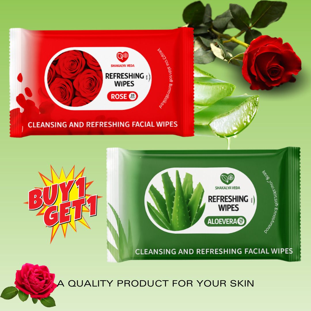 shakalyaveda Soft Facial Cleansing Wipes | Aloe Vera & Rose | Combo Pack-picture-14