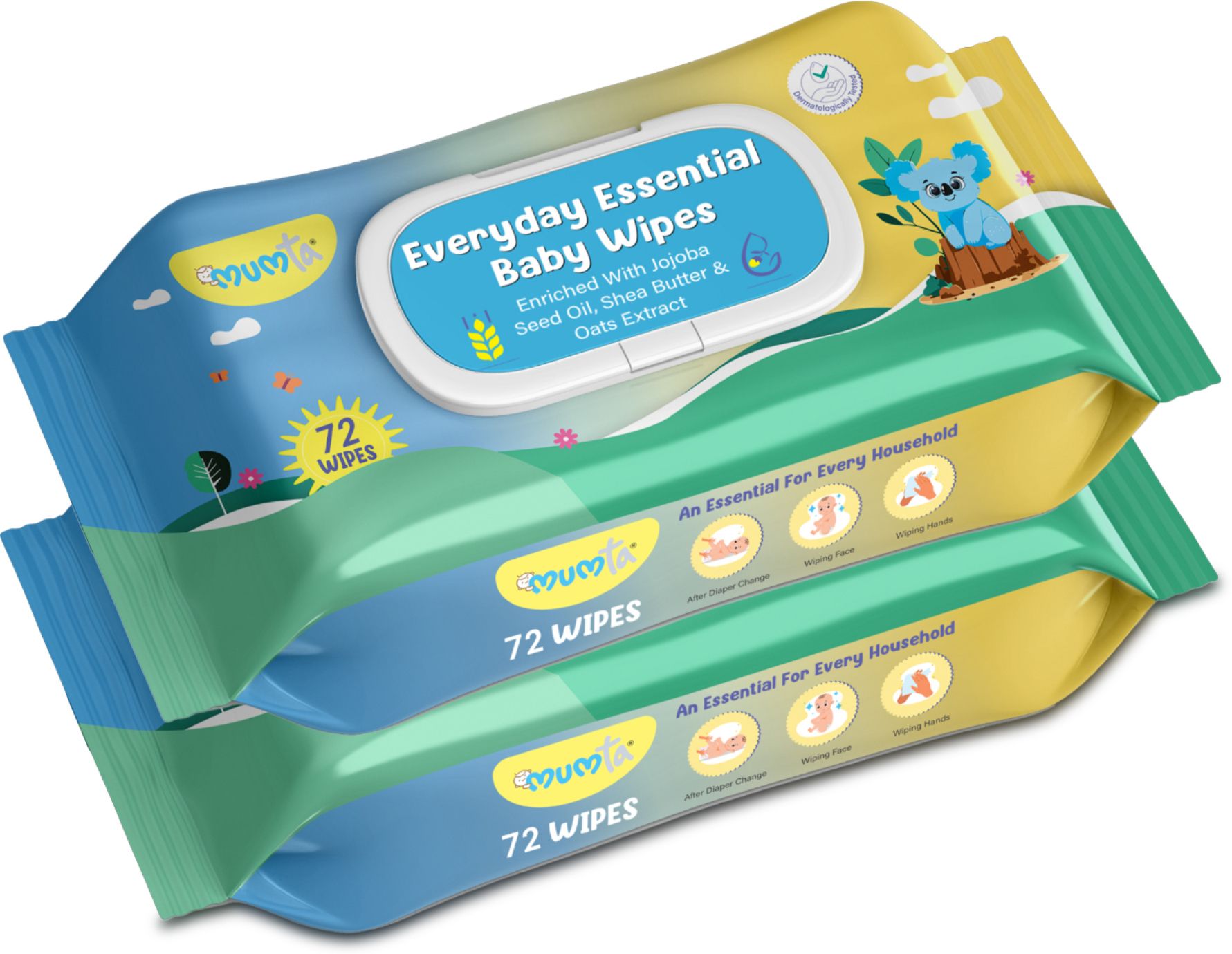 Soft Cleansing Baby Wipes with Aloe Vera & Vitamin E -72 Counts/Pack (Set of 2)-image-29