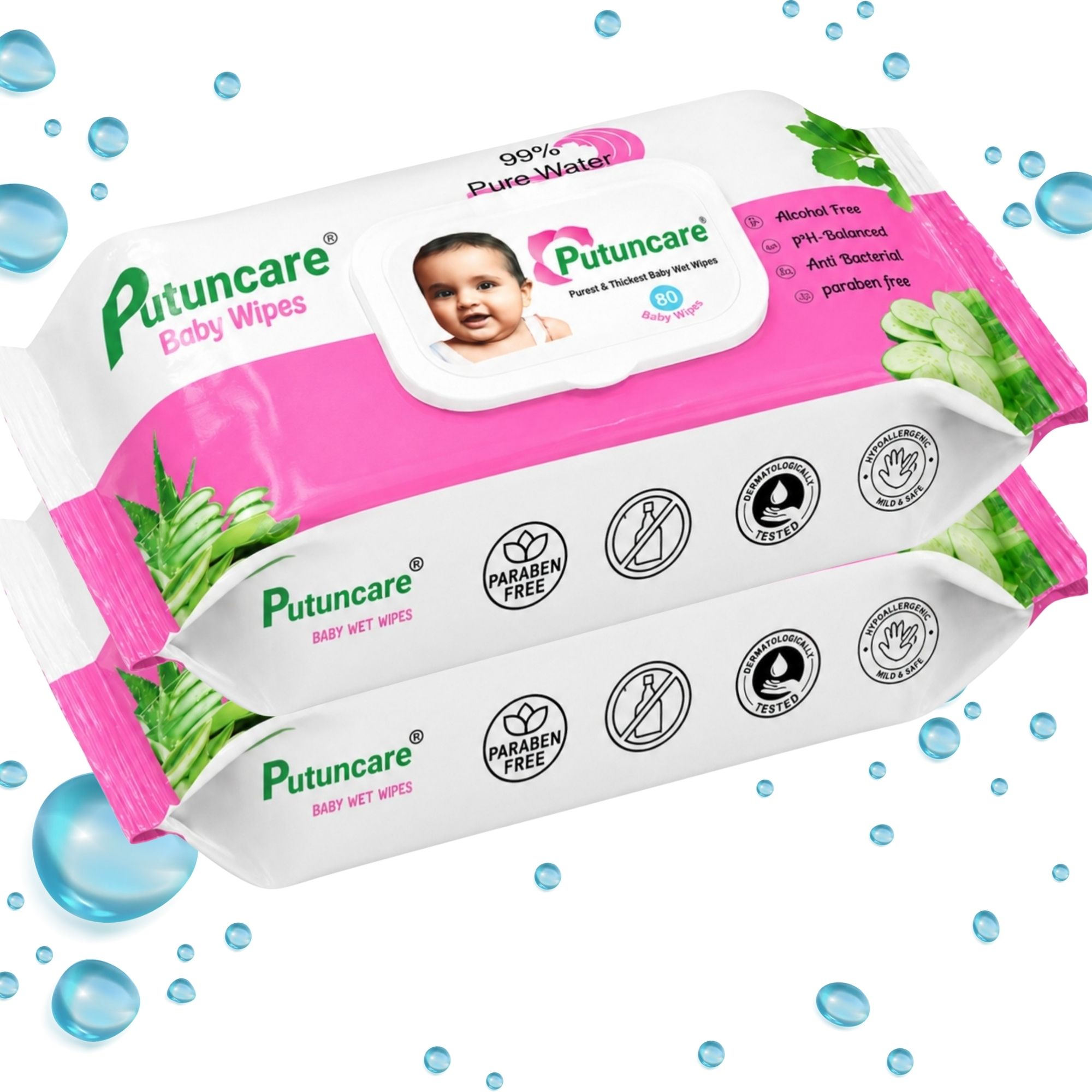 putuncare Baby Wet Wipes Pack of 2 | 99% Water | Alcohol Free | Soft & Thick-picture-22